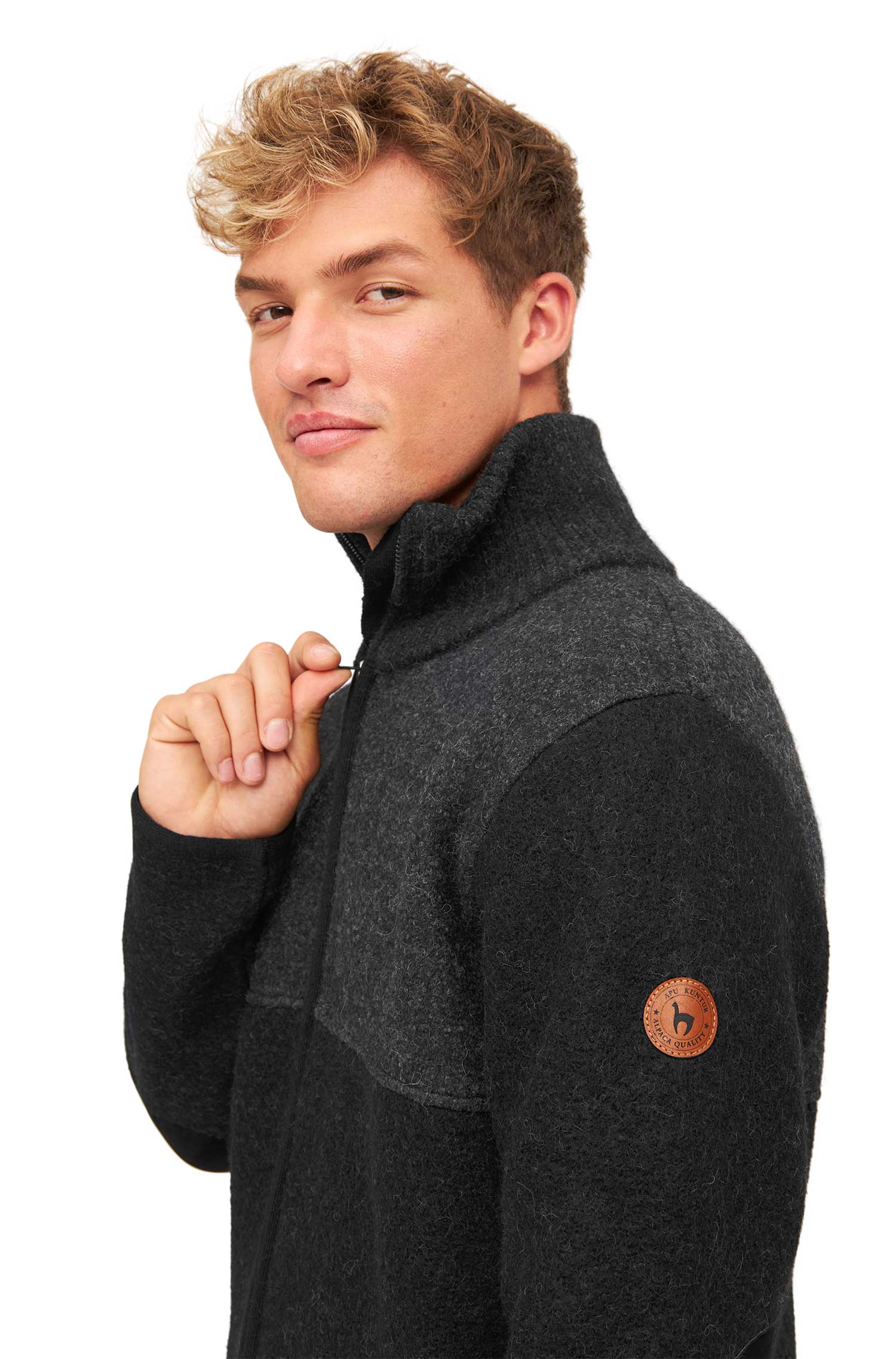 Alpaka Filzjacke OLIVER aus Alpaka und Wolle-schwarz
