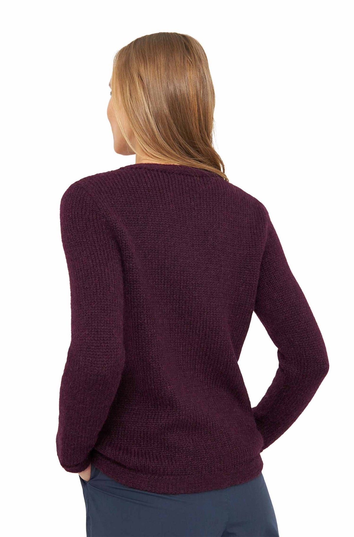 Alpaka Strickjacke ASA aus Baby Alpaka und Wolle-bordeaux