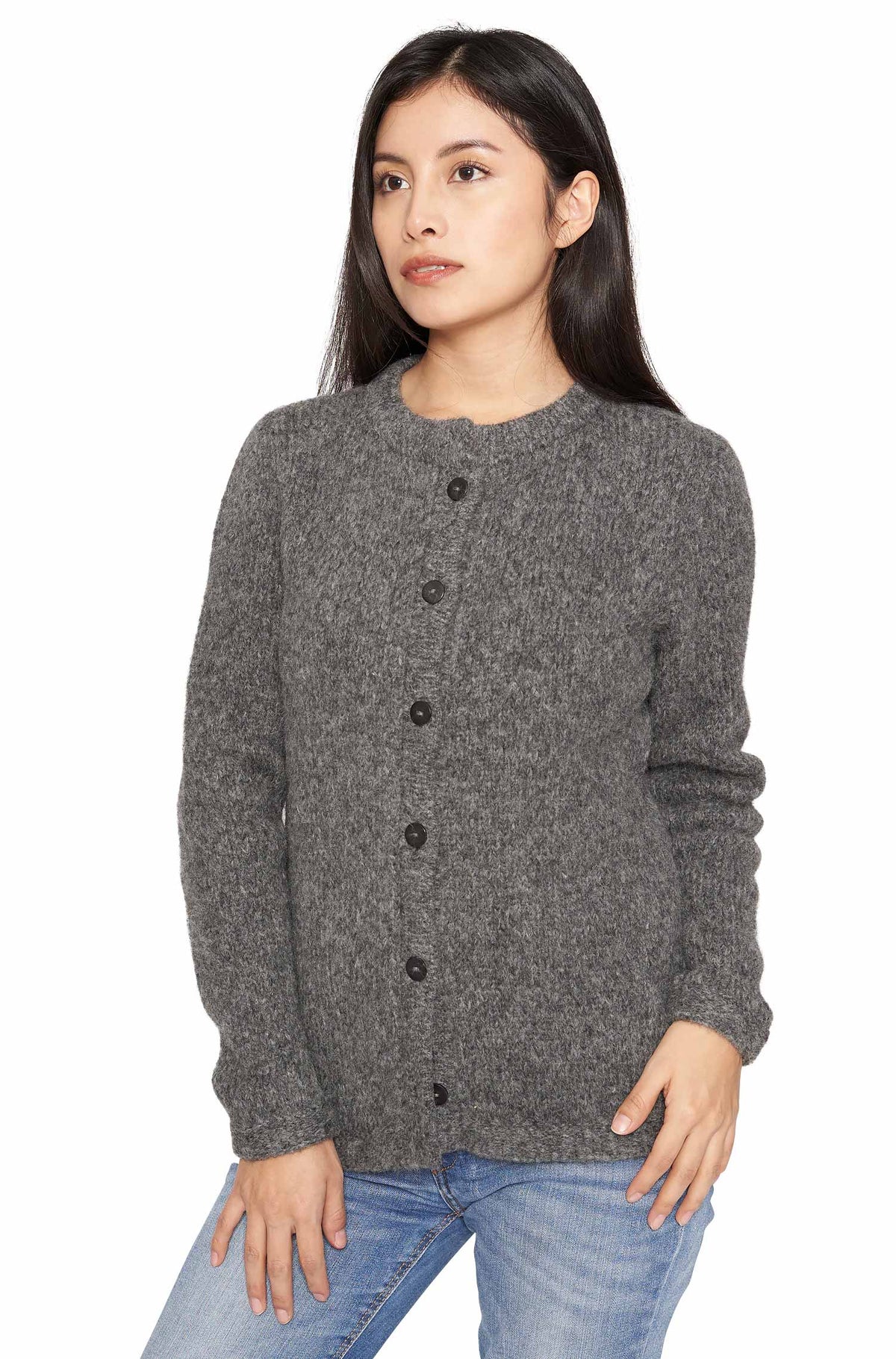 Alpaka Strickjacke ASA-grau