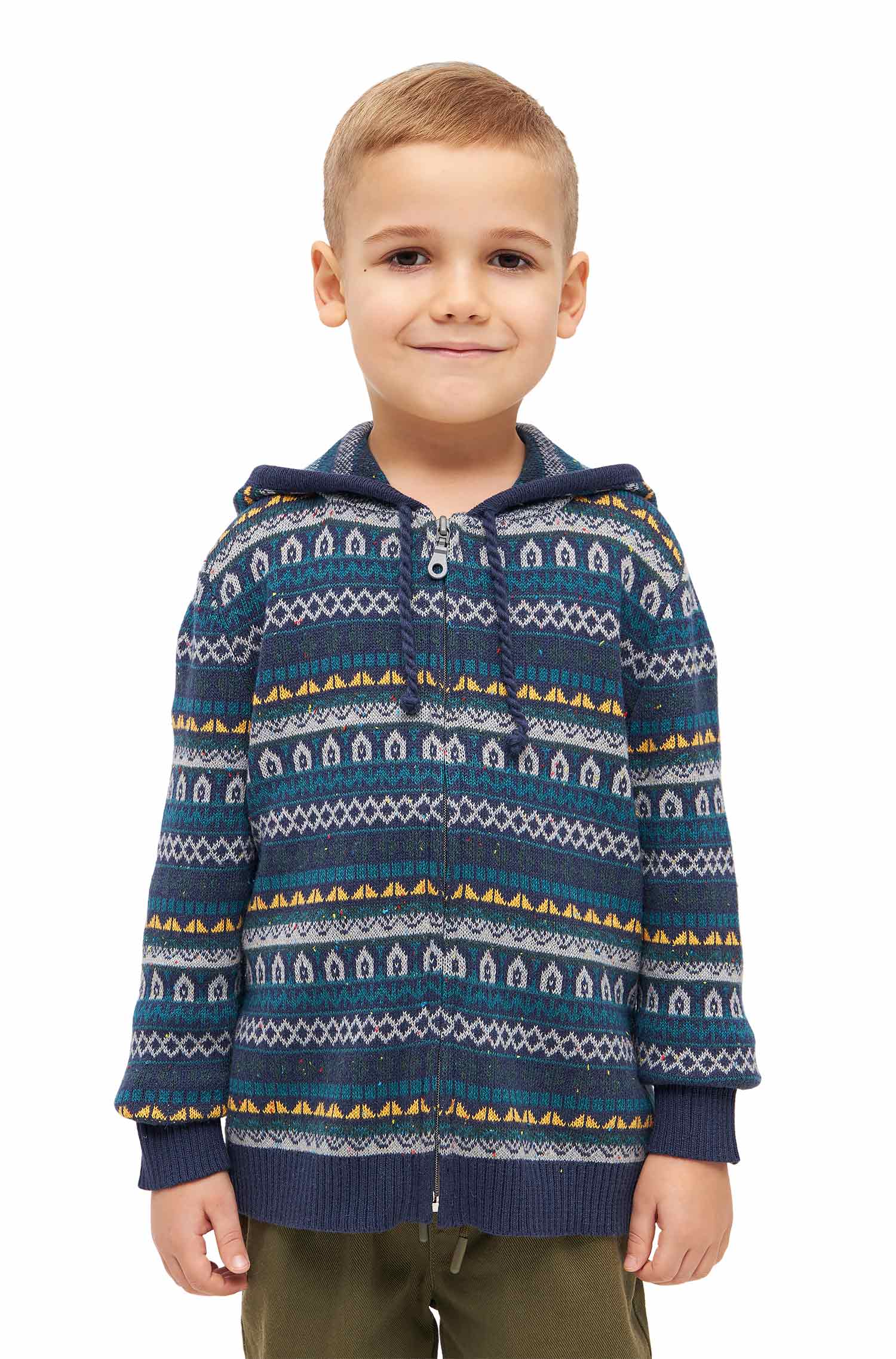 Alpaka Strickjacke MONITO aus Baby Alpaka und Pima Baumwolle-blau