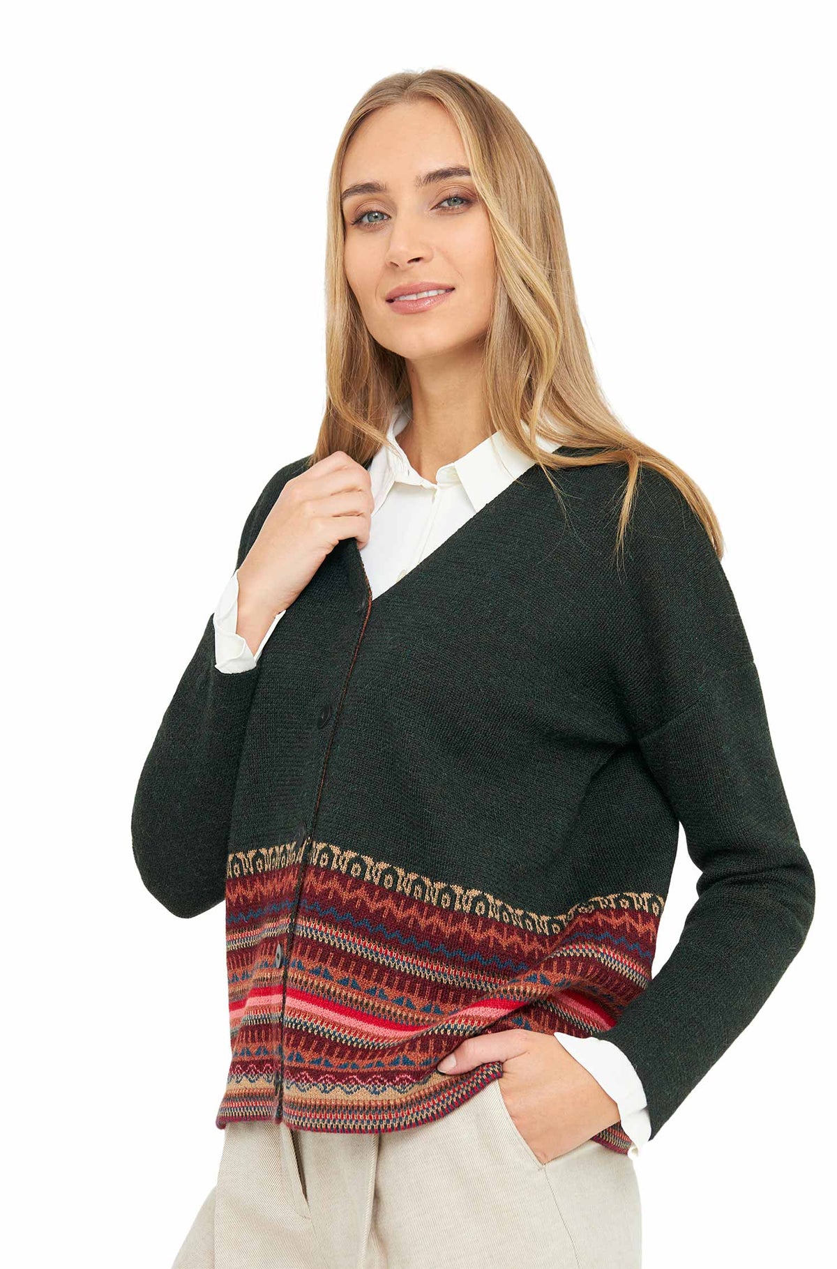 Alpaka Strickjacke COLORES DE LUNA aus 100% Baby Alpaka-luna grün