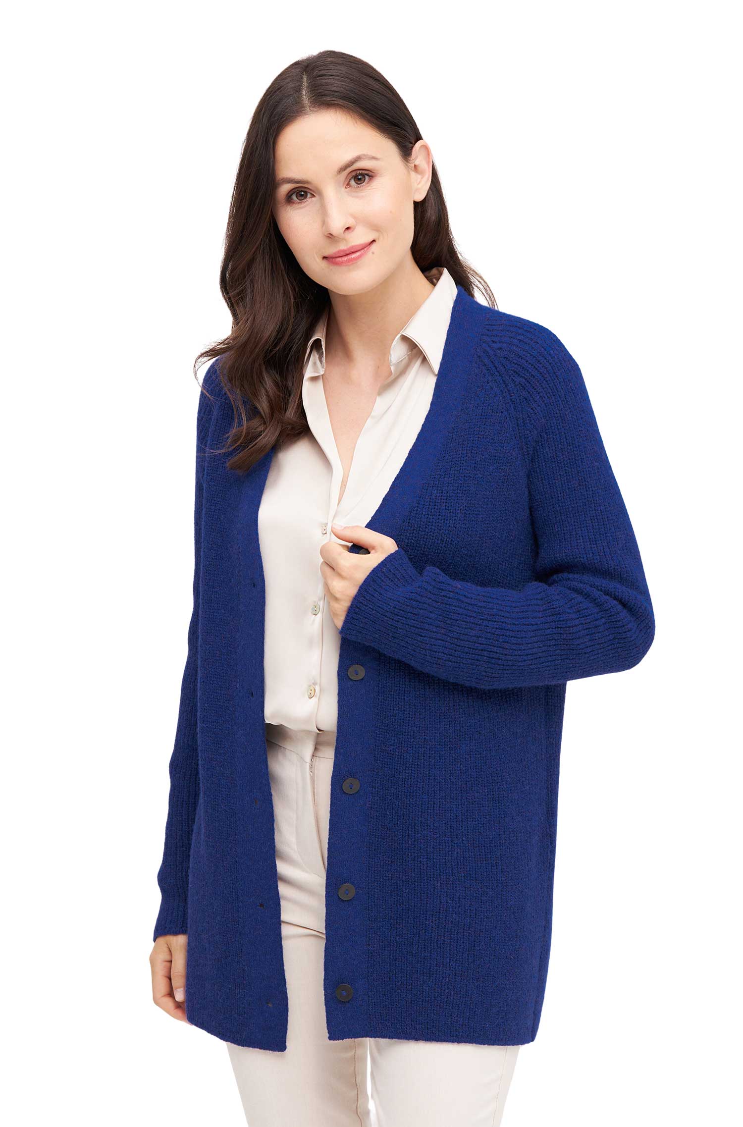 Alpaka Strickjacke CARICE aus Alpaka-Merino-Mix-königsblau