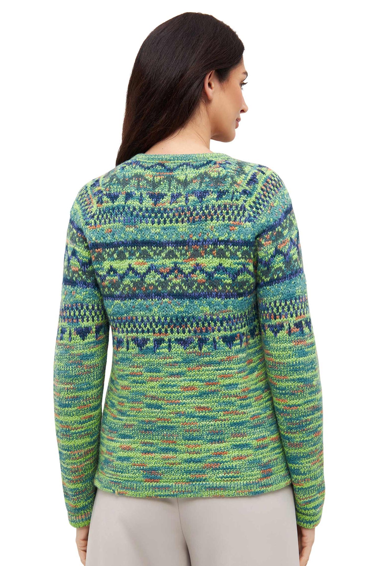 Alpaka Strickjacke COLORES ANDEN-grün meliert