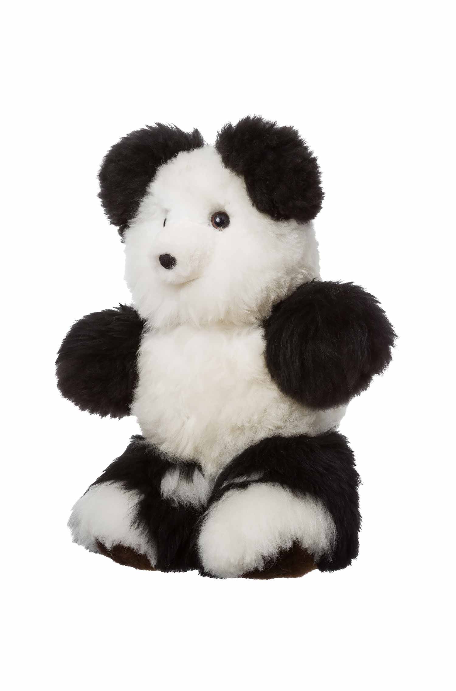 Alpaka Kuscheltier TEDDY (50cm) aus Alpaka Fell-schwarz/weiss