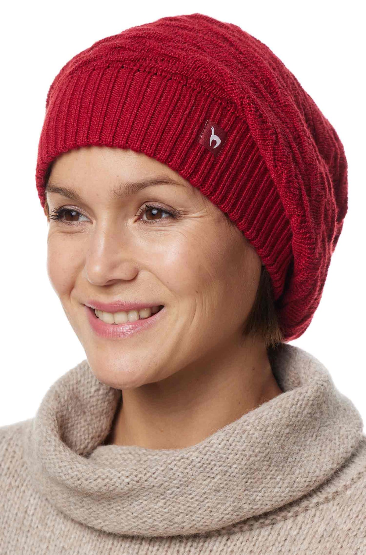 Alpaka Beret Mütze BIESEN aus 100% Baby Alpaka-purpur