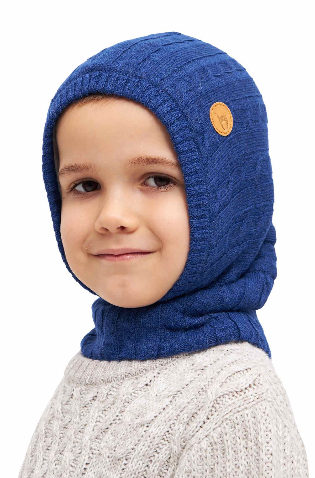 Schlupf-Mütze LANI Kinder Ringschal mit Kapuze-blau