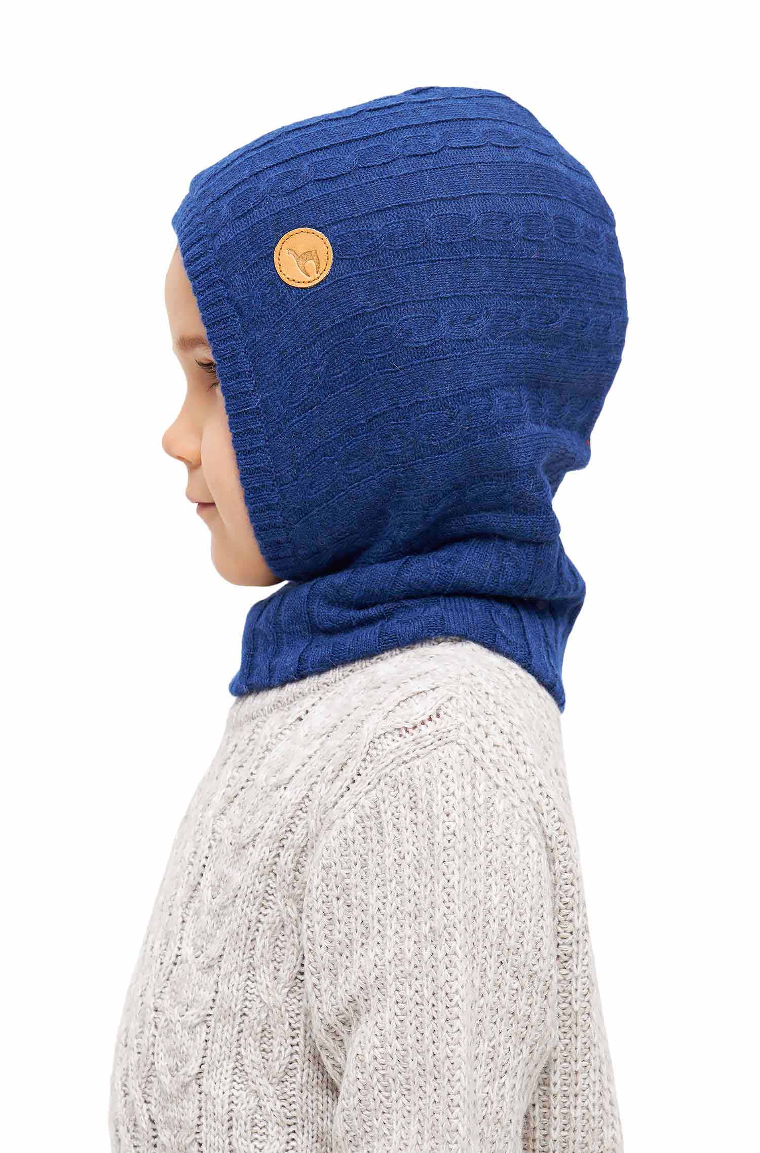 Schlupf-Mütze LANI Kinder Ringschal mit Kapuze-blau