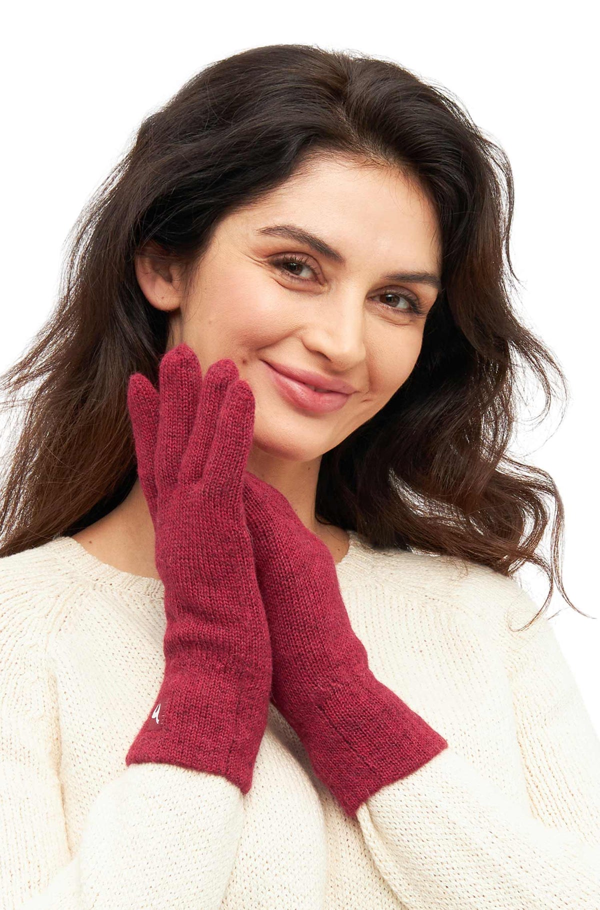 Alpaka Handschuhe UNI, gefüttert-rot meliert
