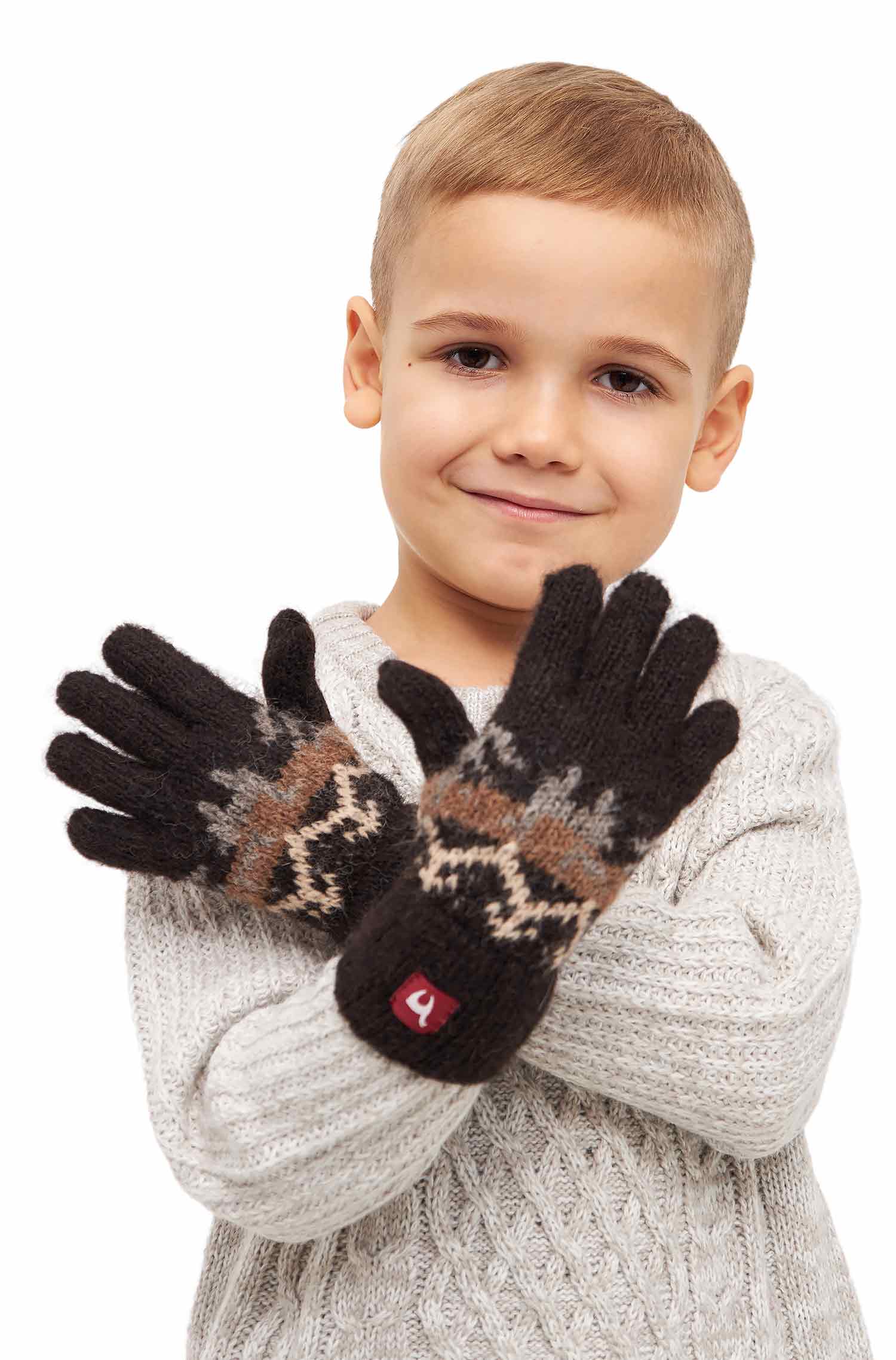 Alpaka Fingerhandschuhe NATURA aus 100% Alpaka Superfine-dunkelbraun