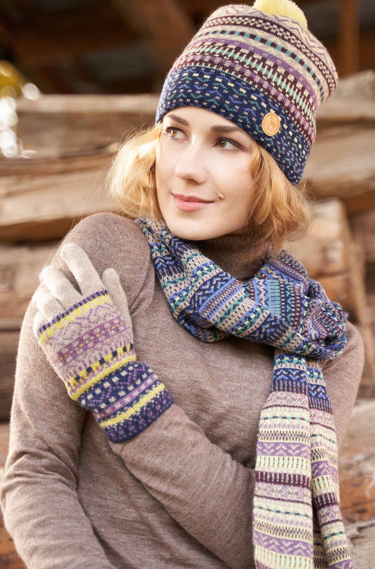 Alpaka Handschuhe DILAYA-sand multi
