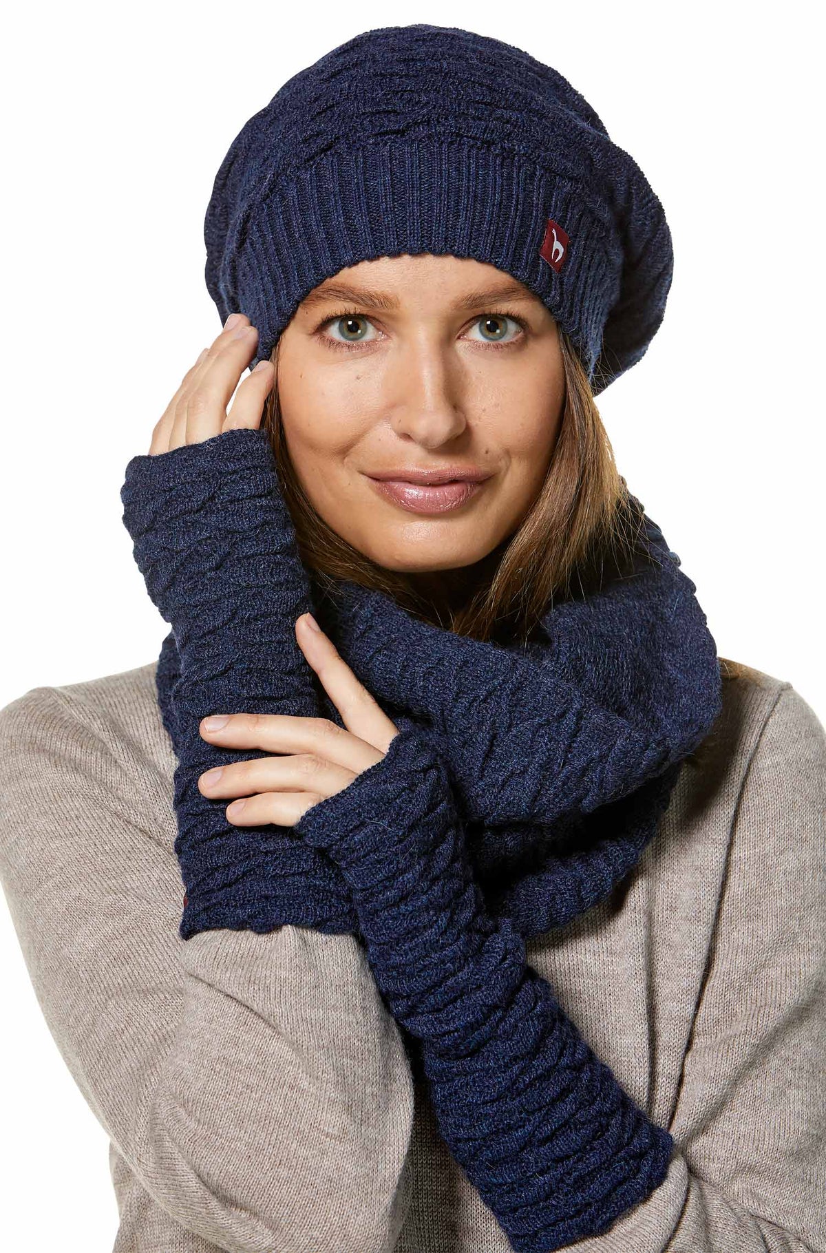Alpaka BIESEN Ringschal aus 100% Baby Alpaka-blau meliert