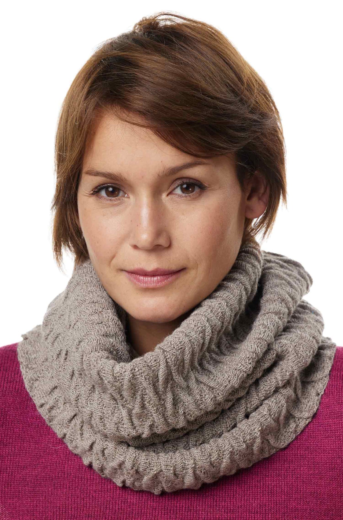 Alpaka BIESEN Ringschal aus 100% Baby Alpaka-sand