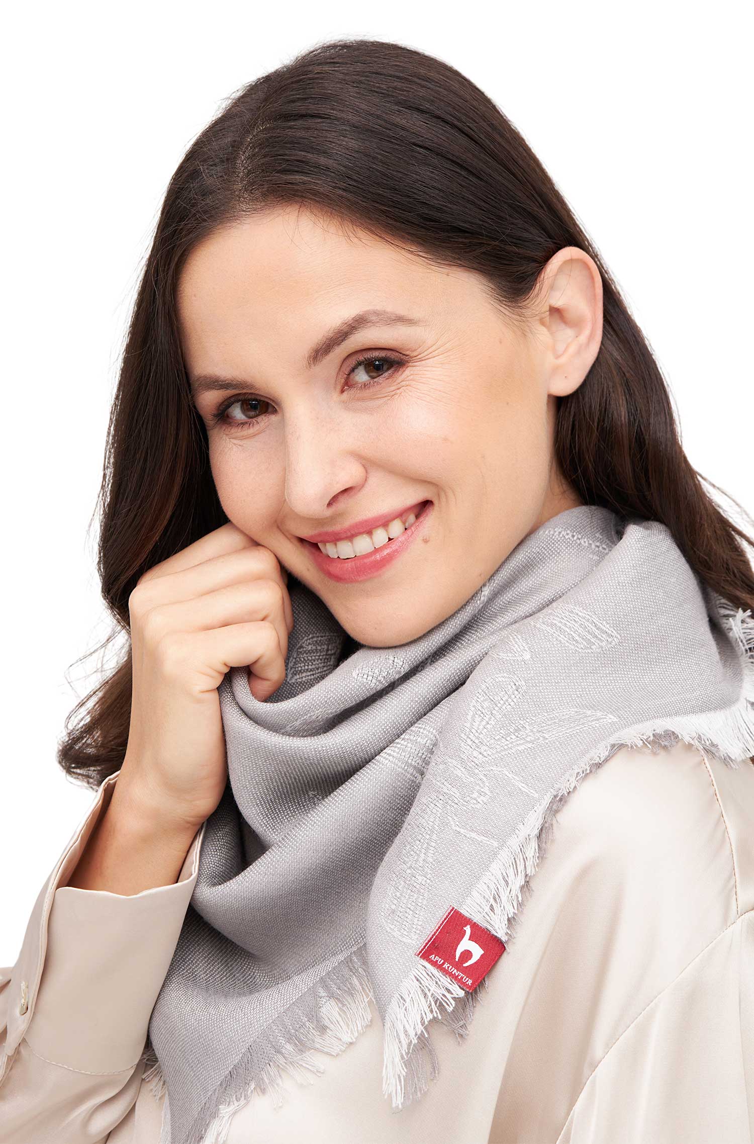 Alpaka Schal LIBELLE aus 70% Baby Alpaka & 30% Seide-silbergrau