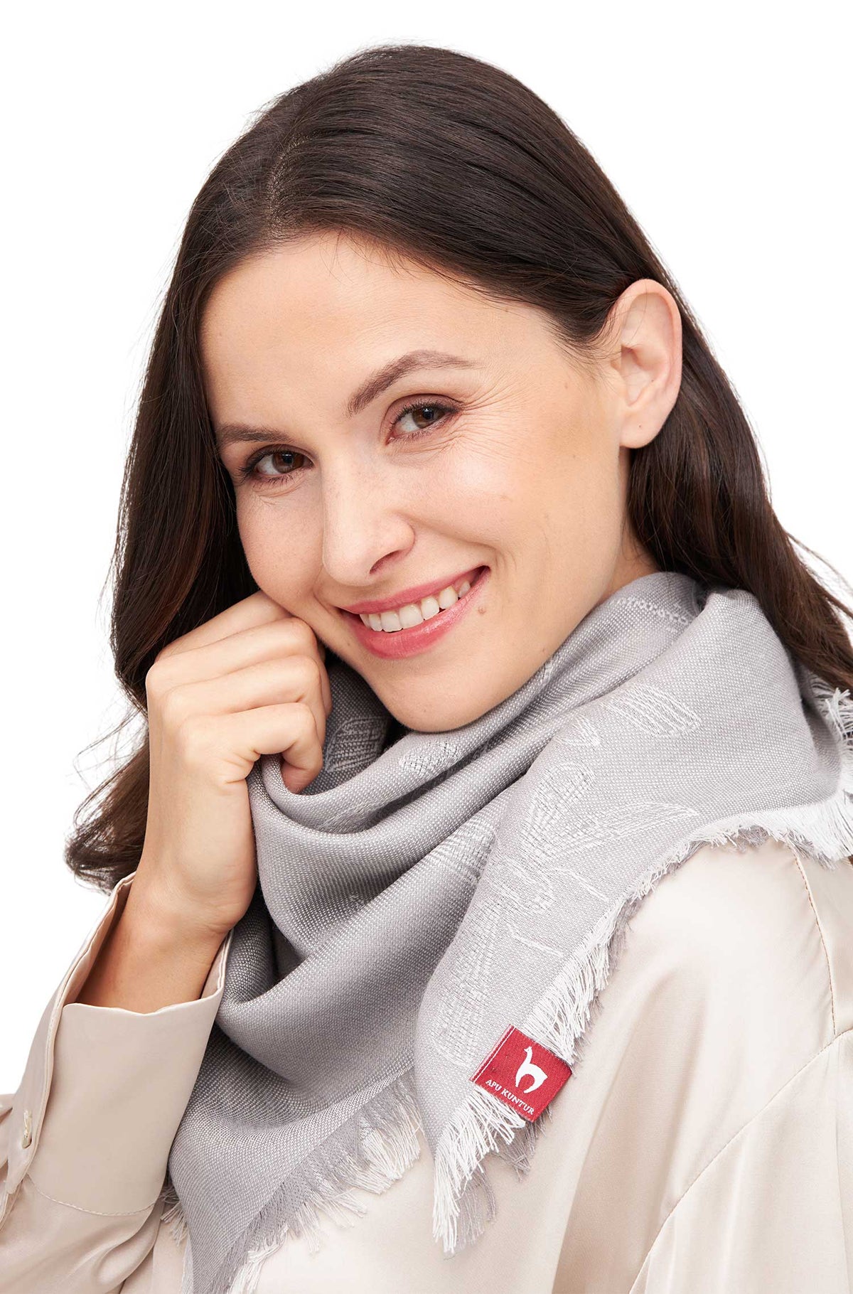 Alpaka Schal LIBELLE aus 70% Baby Alpaka & 30% Seide-silbergrau