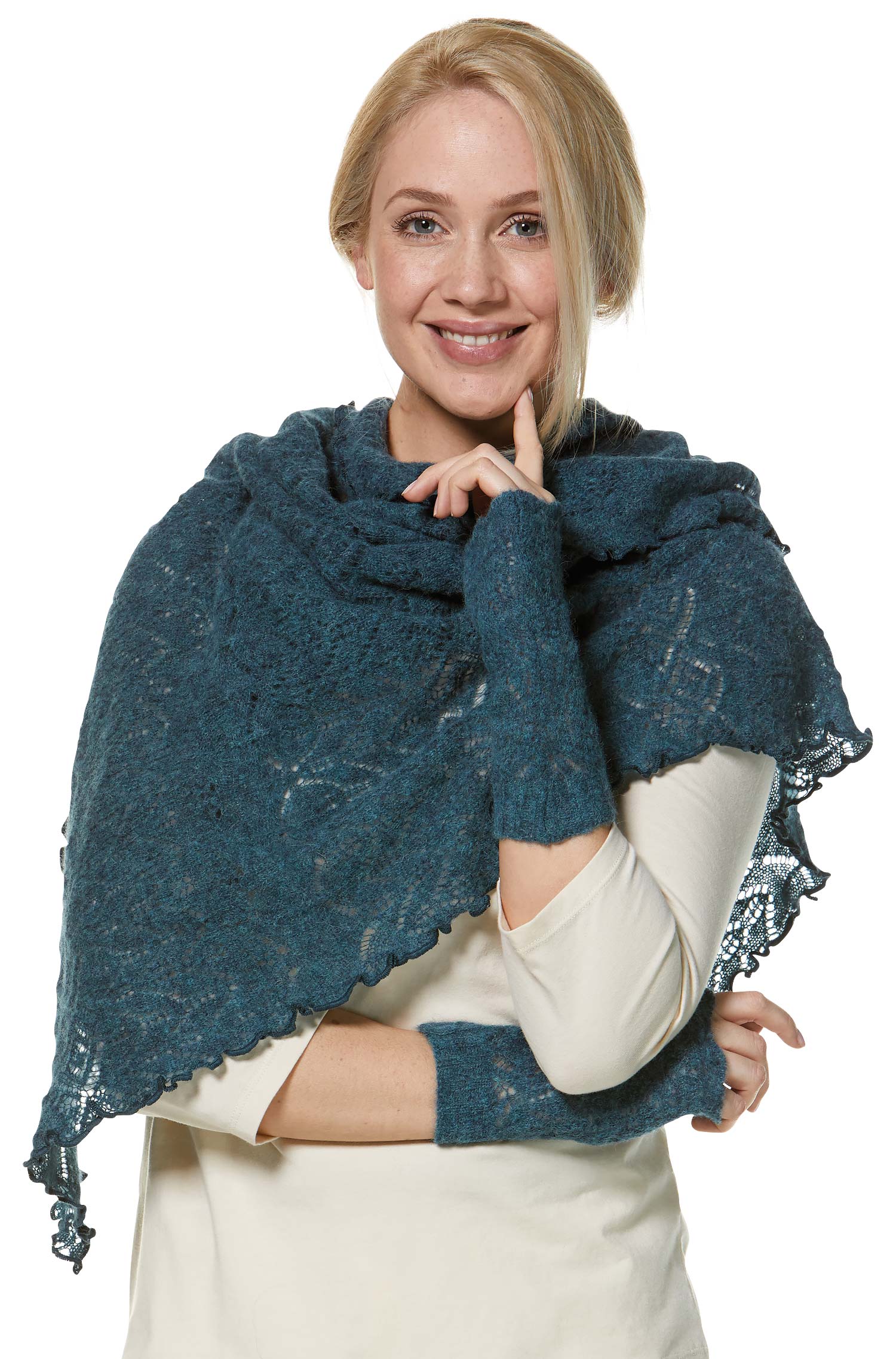 Alpaka Schal HADIA aus 55% Baby Alpaka & 26% Merino-petrol