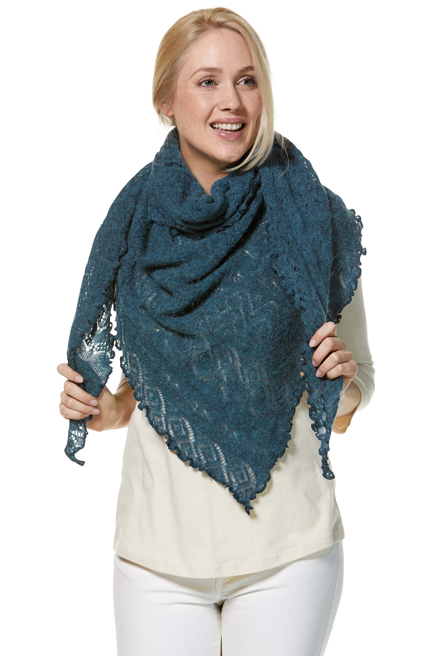 Alpaka Schal HADIA aus 55% Baby Alpaka & 26% Merino-petrol