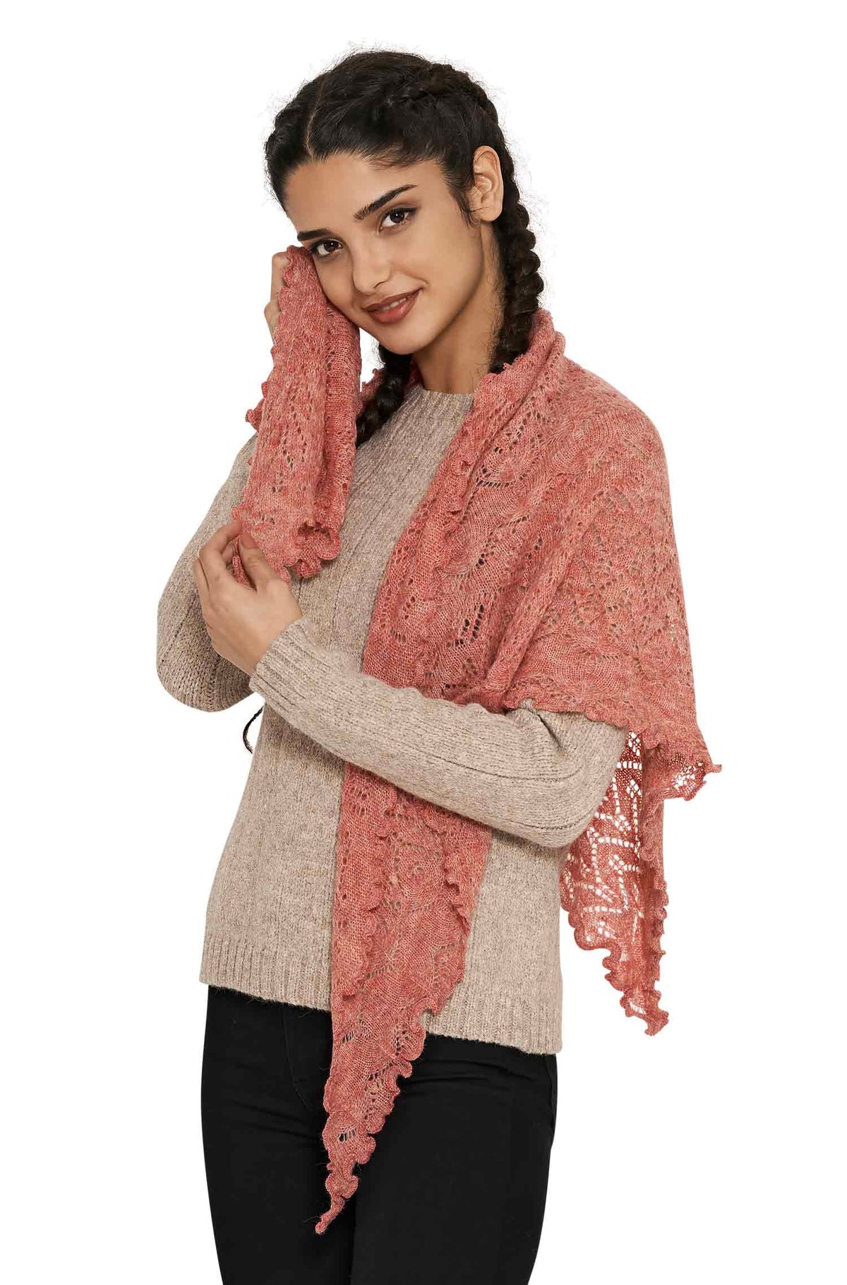 Alpaka Schal HADIA aus 55% Baby Alpaka & 26% Merino-rosa
