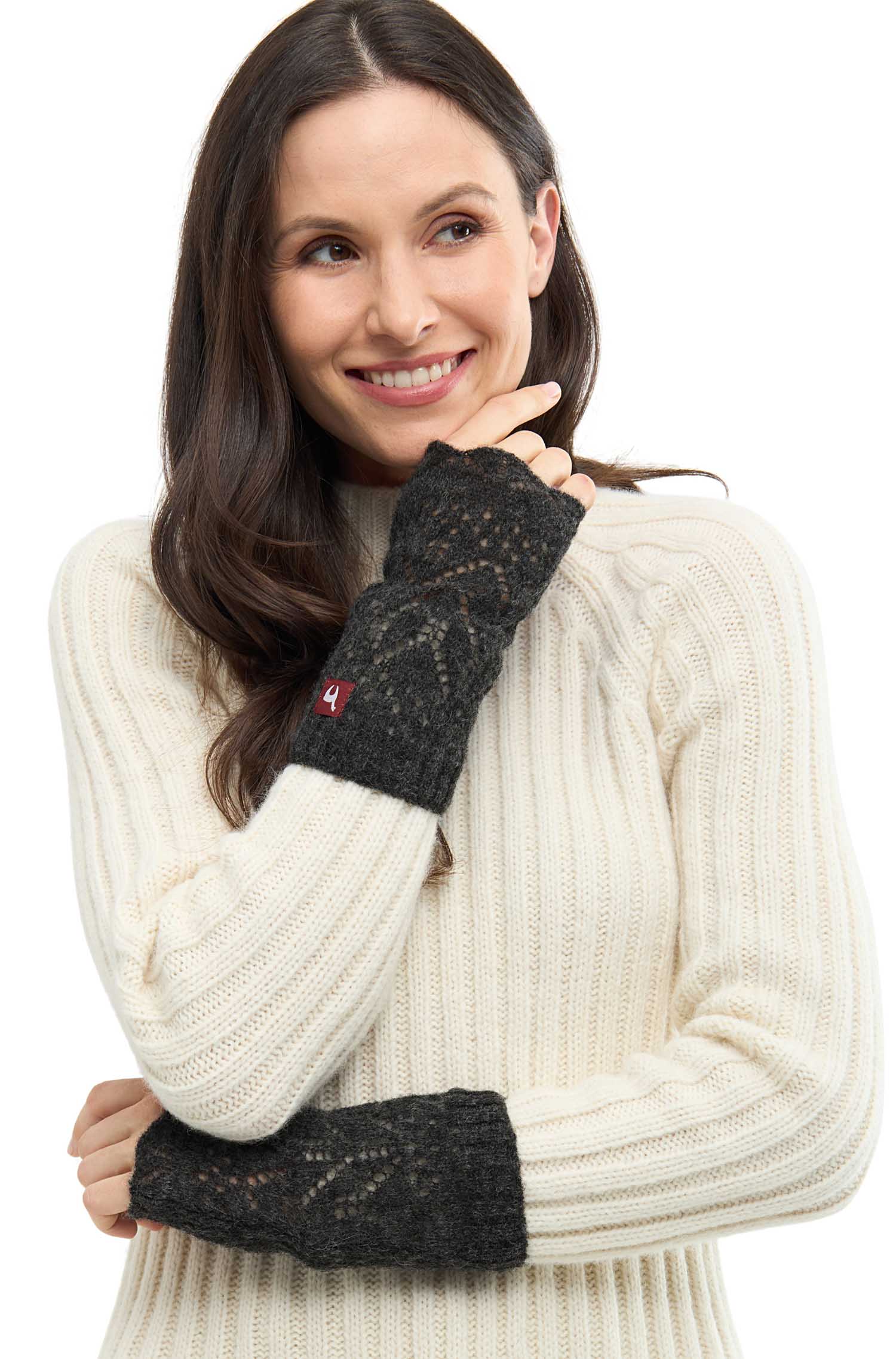 Alpaka Pulswärmer HADIA aus 55% Baby Alpaka & 26% Merino-anthrazit