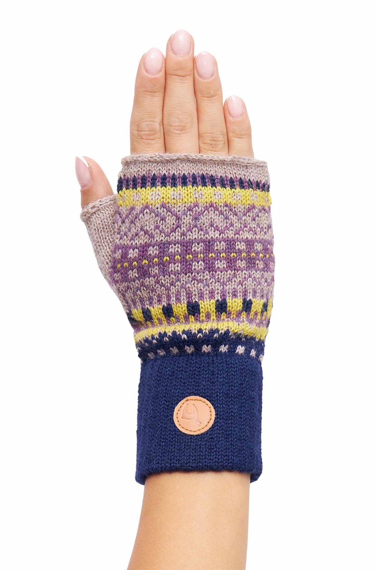 Alpaka Pulswärmer DILAYA, mit Daumen-sand multi