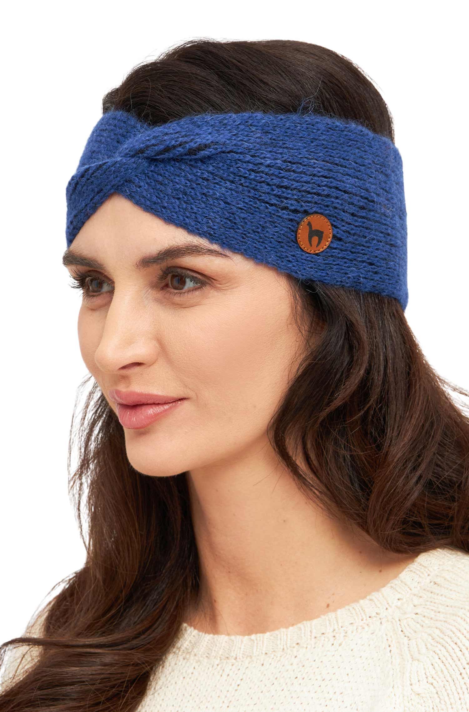 Stirnband MARINO mit Twist-blau/schwarz