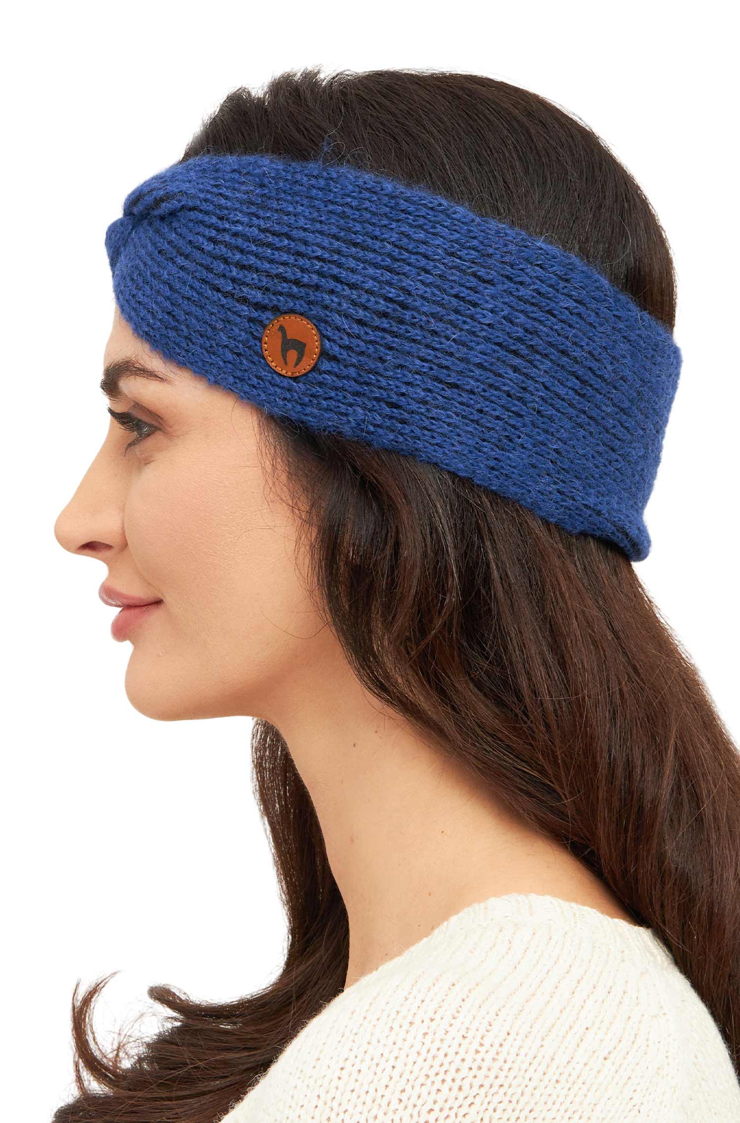 Stirnband MARINO mit Twist-blau/schwarz