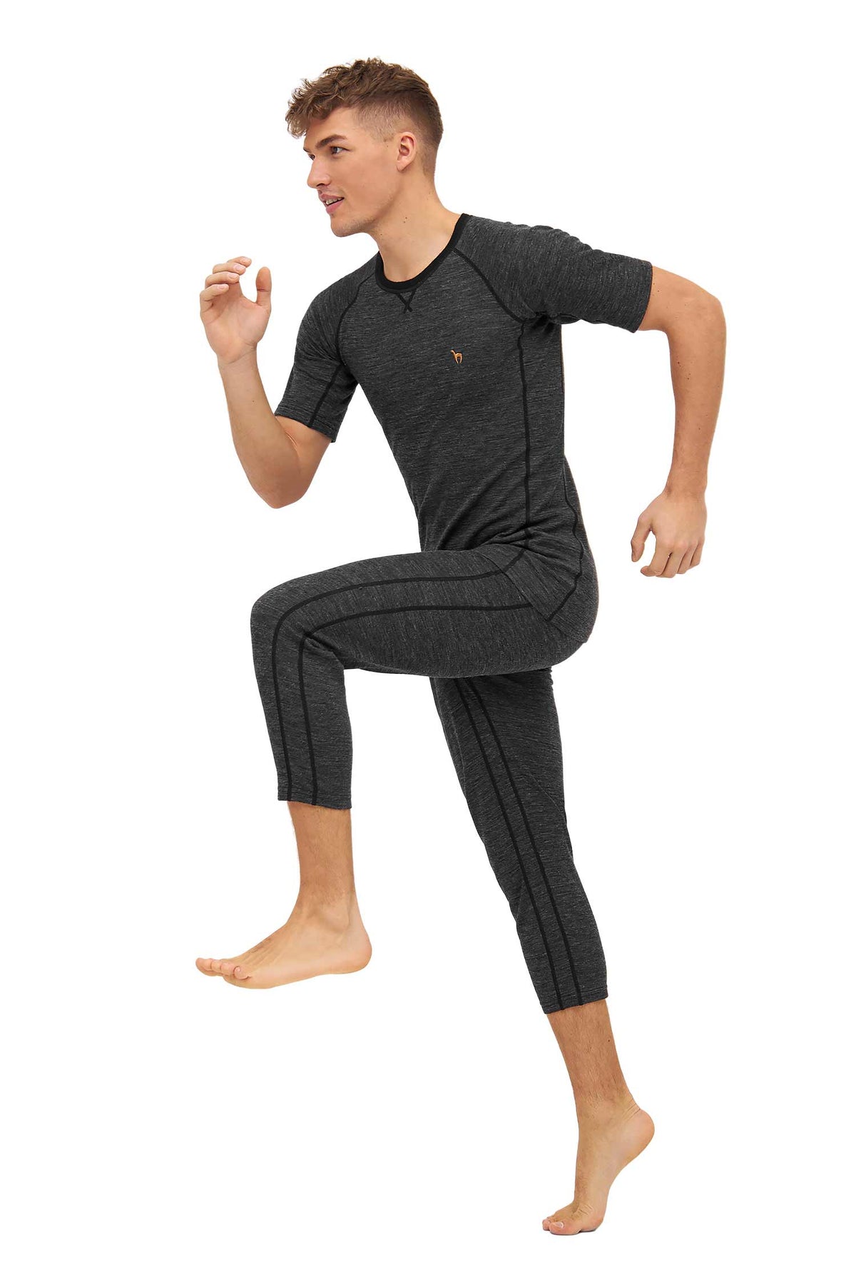 ANDEN ACTIVE Herren 3/4 Thermo Hose mit Premium Baby Alpaka-anthrazit