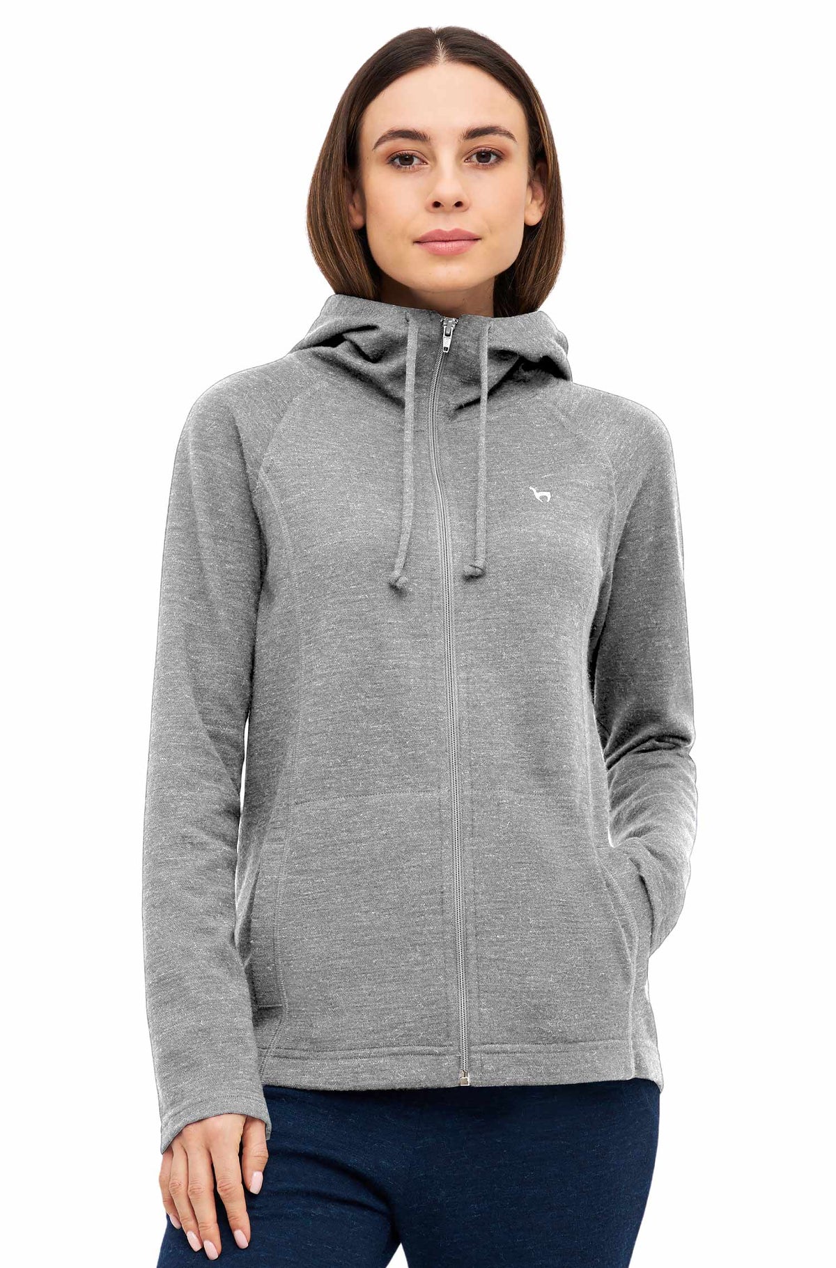 Alpaka Lounge-Hoody THERMO-silber melange