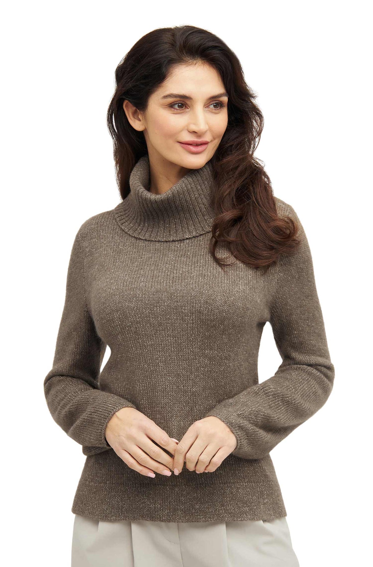 Alpaka Rollkragenpullover PACA-taupe