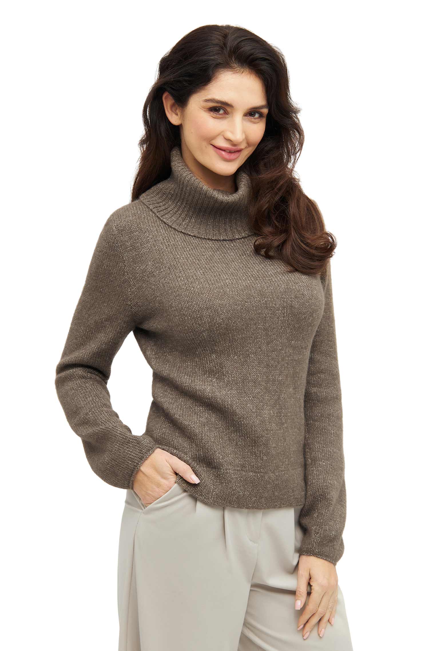 Alpaka Rollkragenpullover PACA-taupe