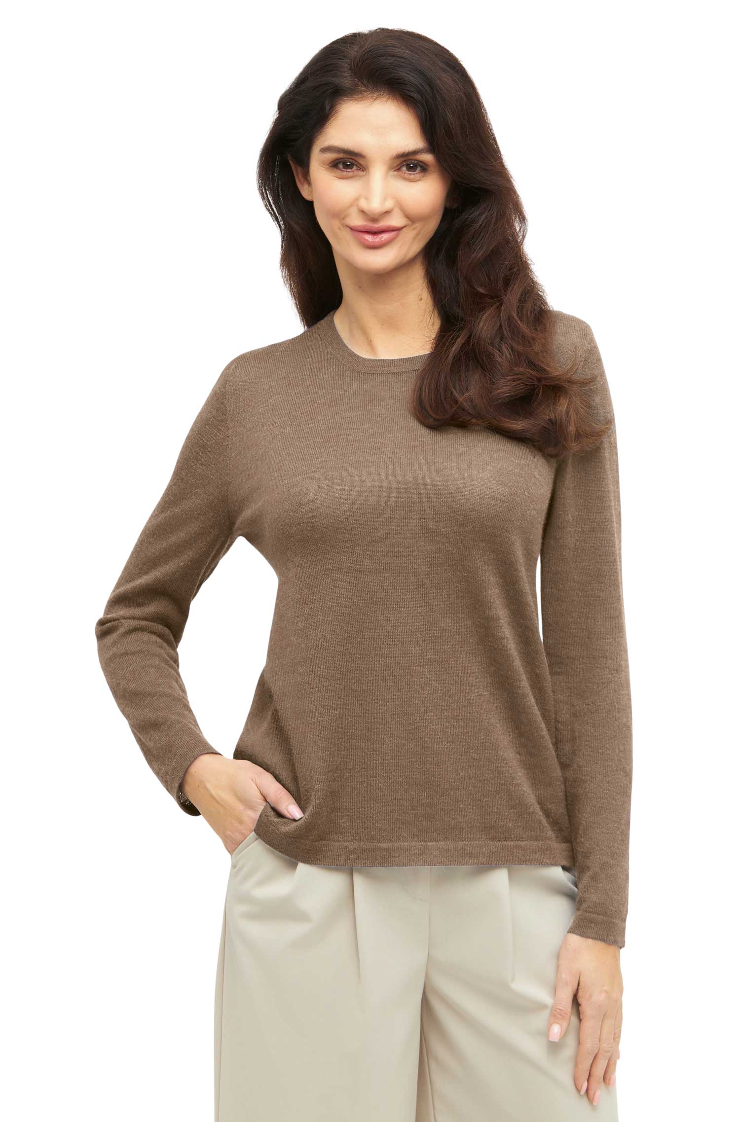 Alpaka Damen Pullover APUSENTIAL-kakao