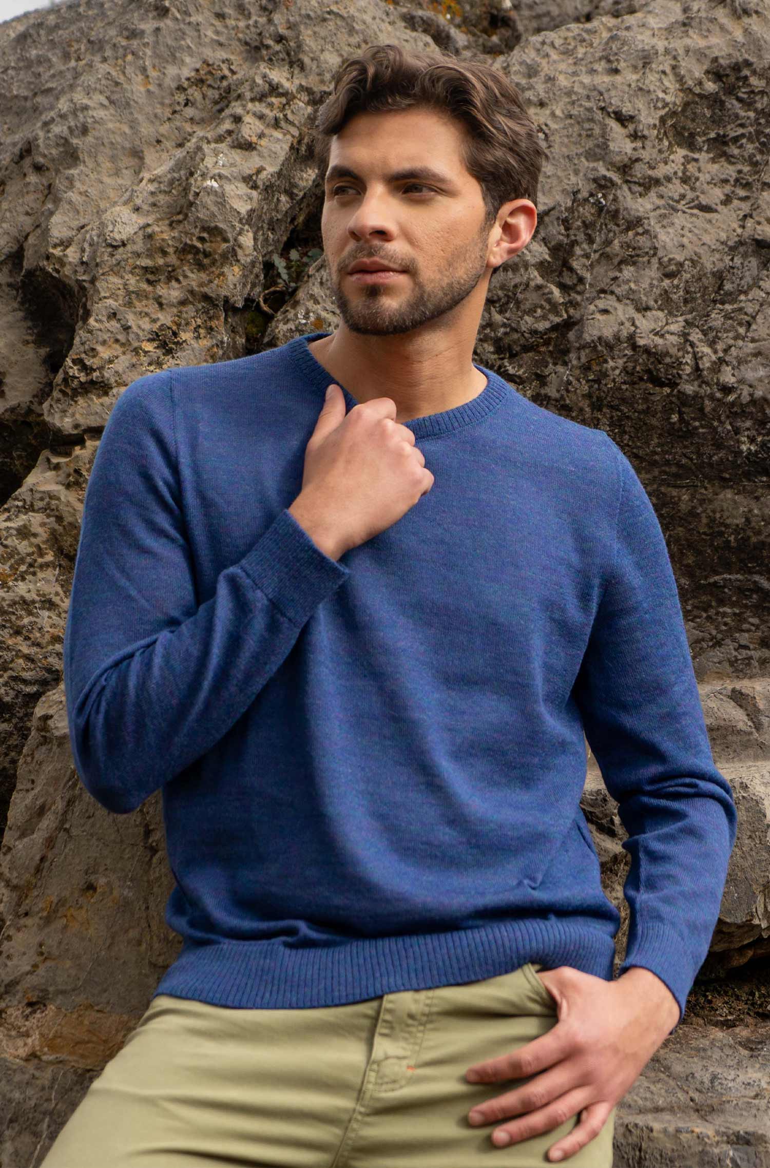 Alpaka Herren Pullover APUSENTIAL-mitternachtsblau