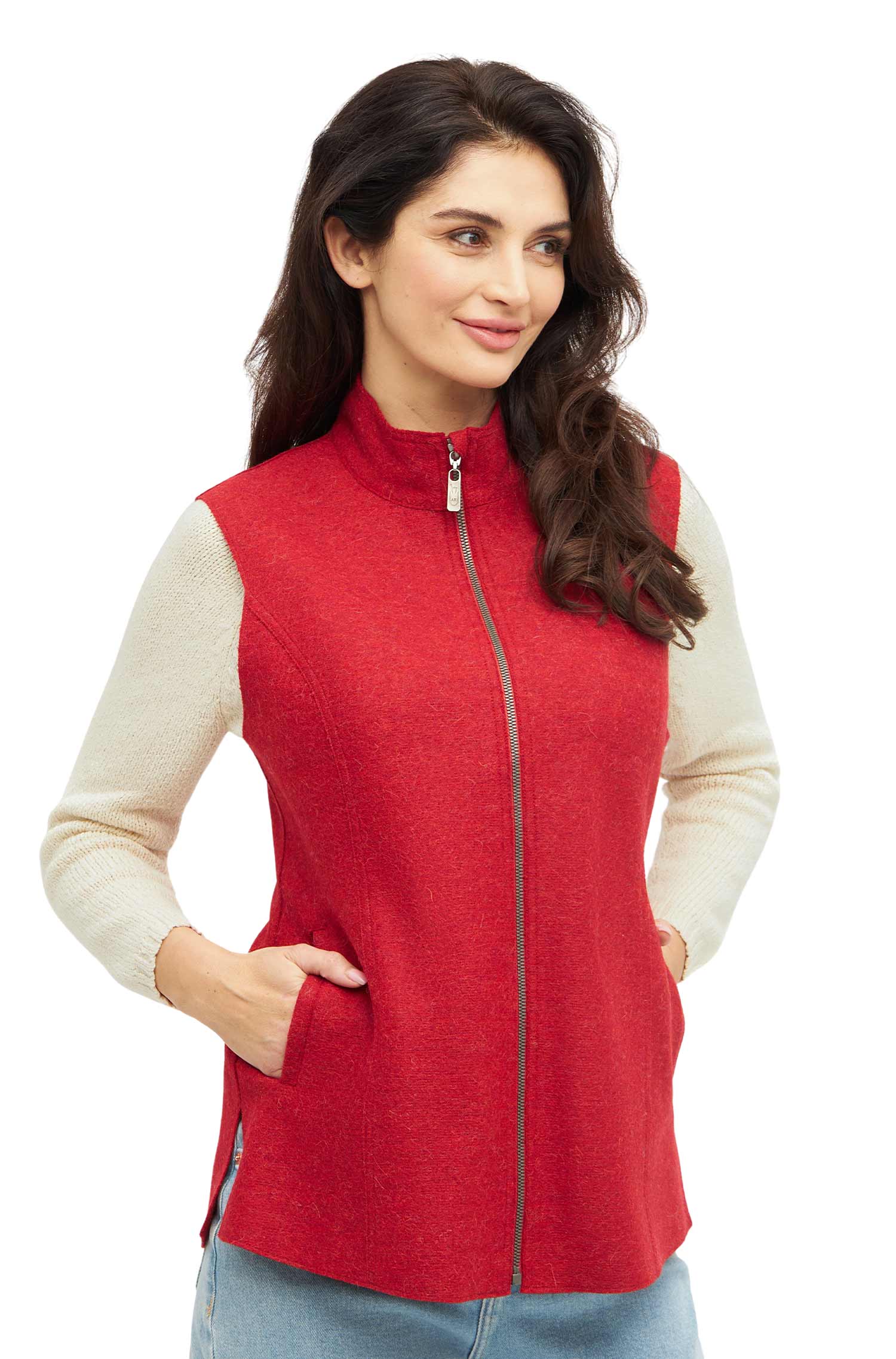 Alpaka Walk-Weste AVELINA-rot