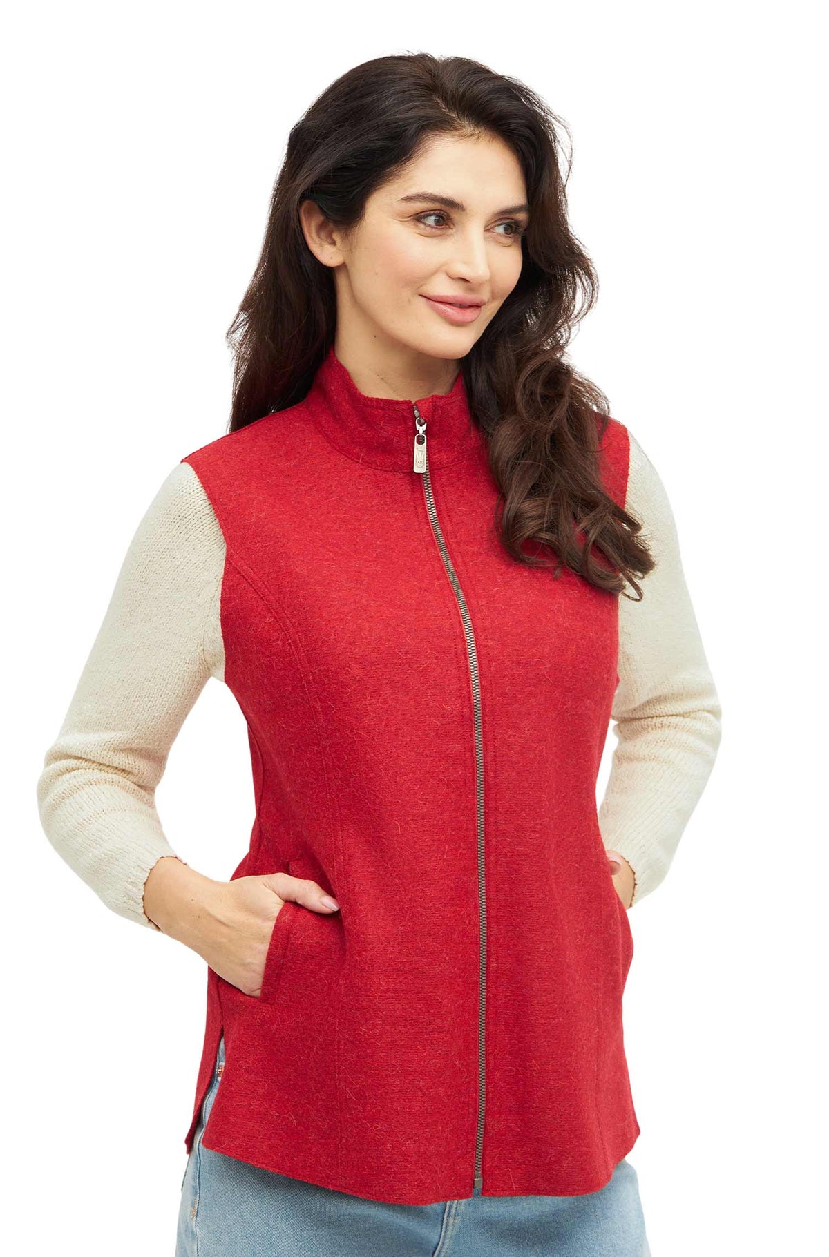 Alpaka Walk-Weste AVELINA-rot