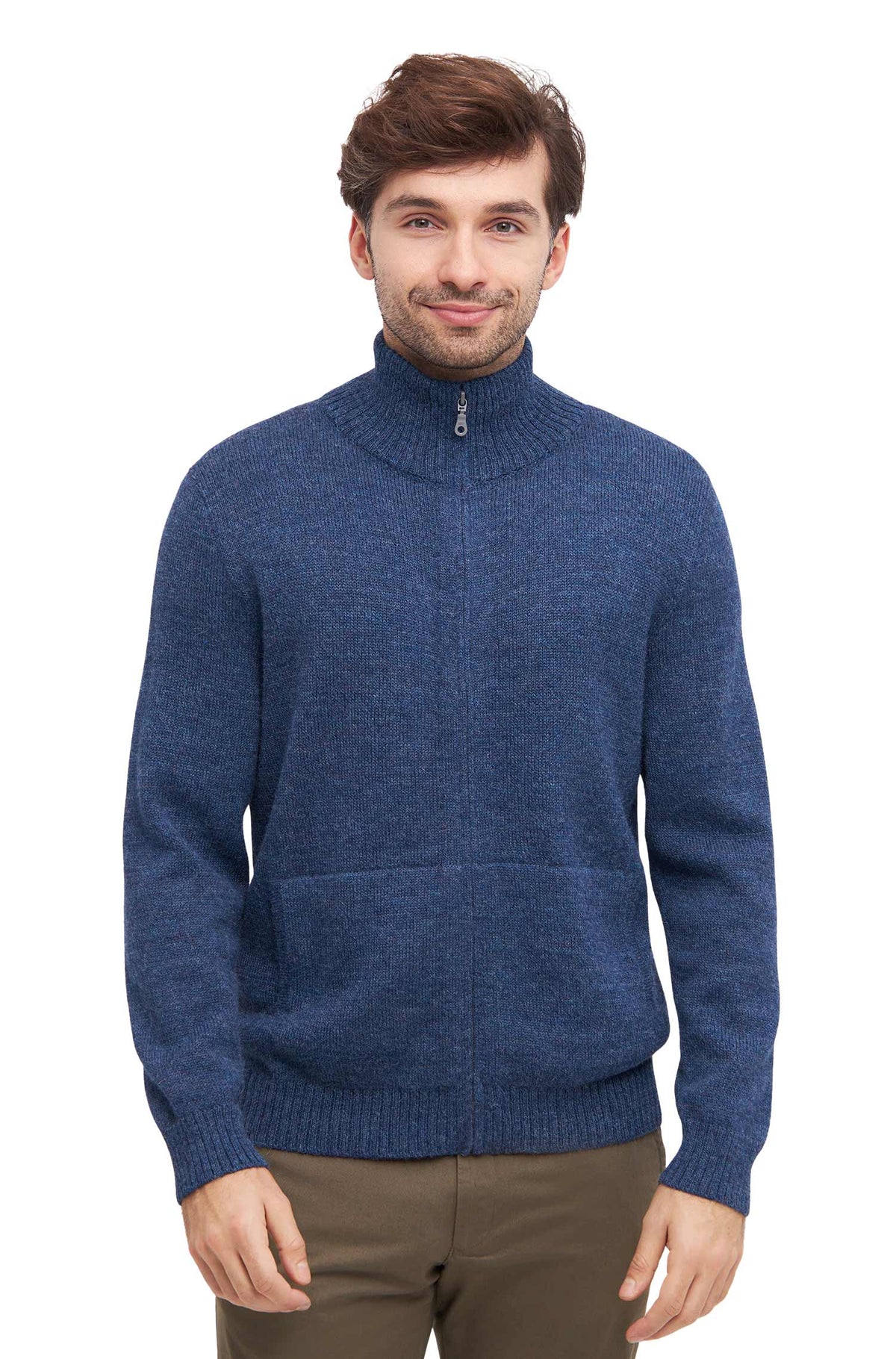 Alpaka Strickjacke RONALDO-blau meliert