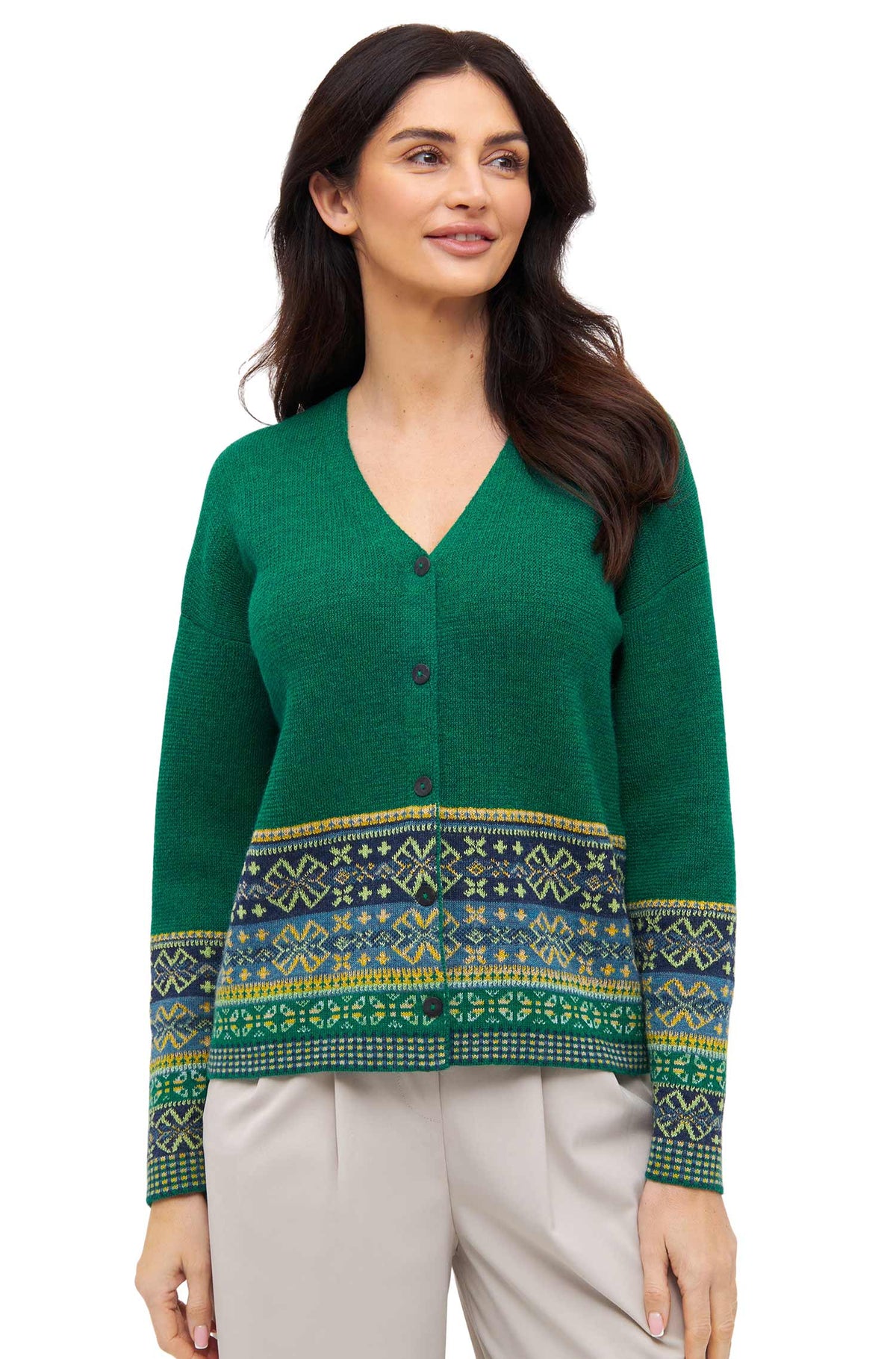 Alpaka Strickjacke COLORES ANDEN-jade