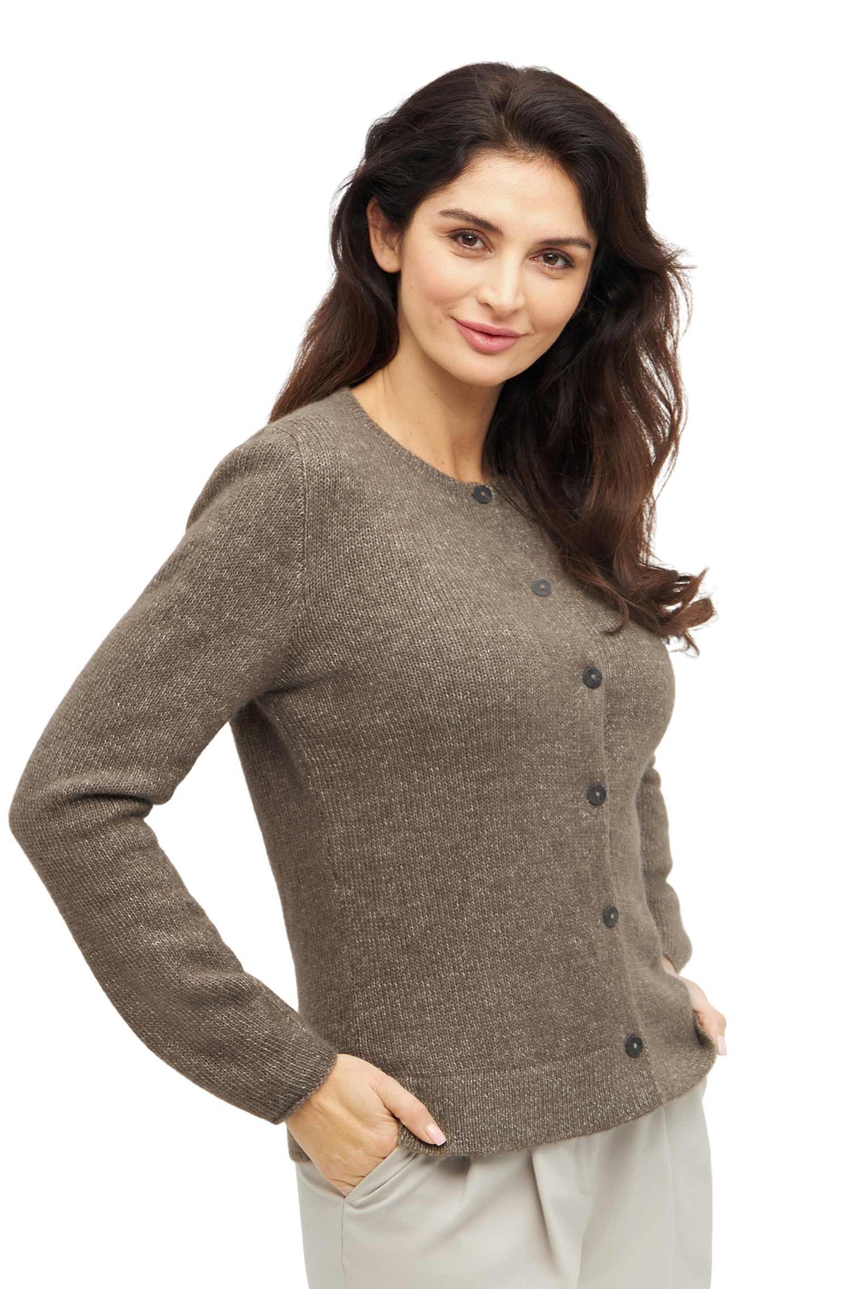 Alpaka Strickjacke PACA-taupe