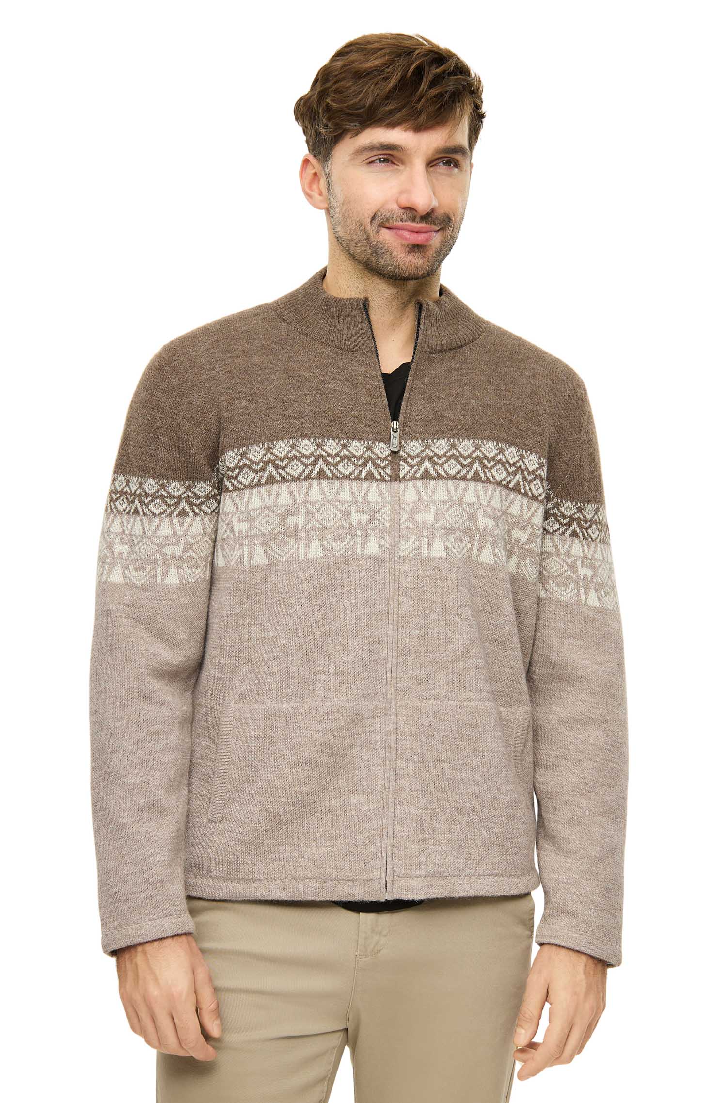 Alpaka Strickjacke BEAU | gefüttert-sand