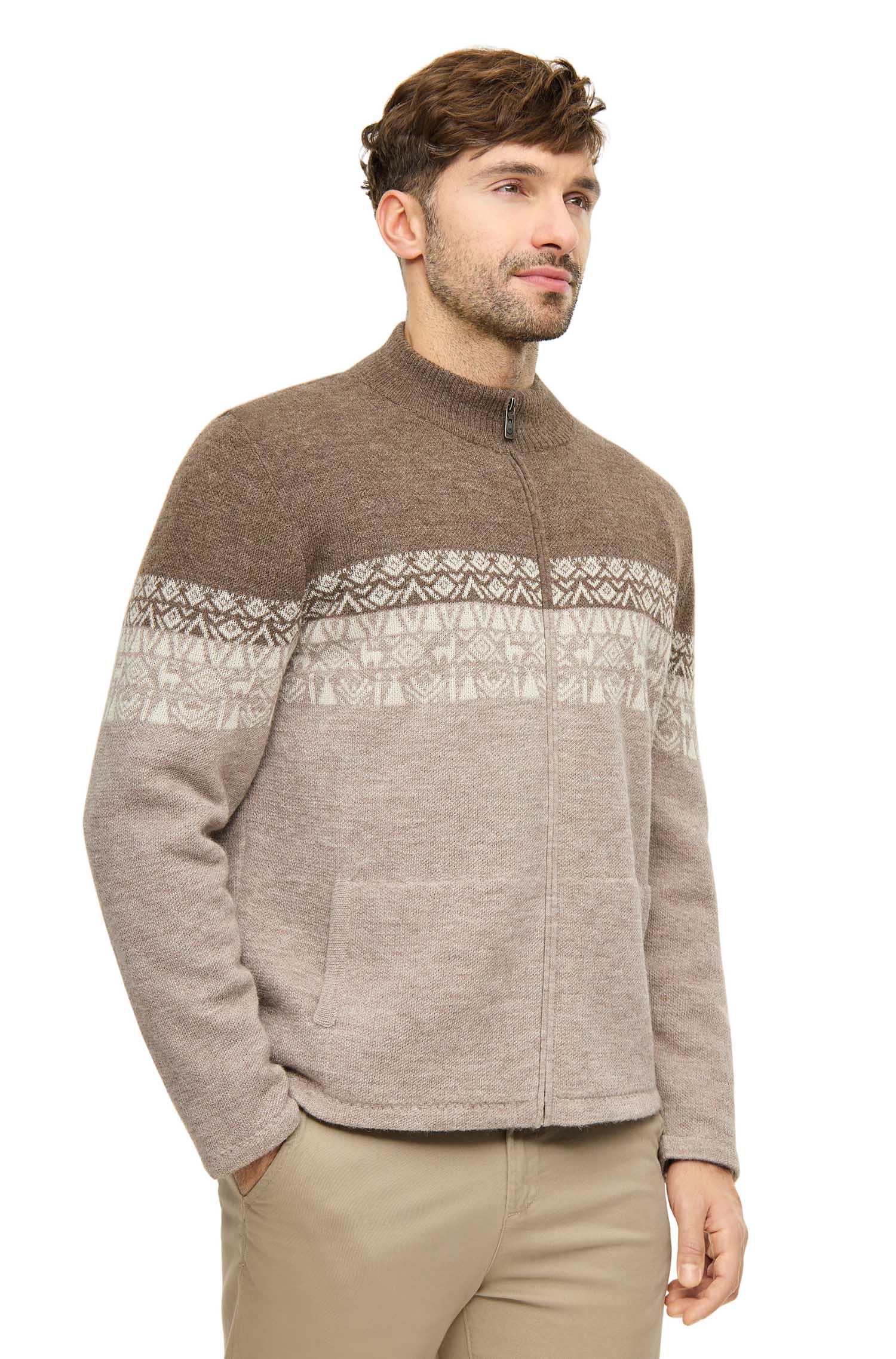 Alpaka Strickjacke BEAU | gefüttert-sand