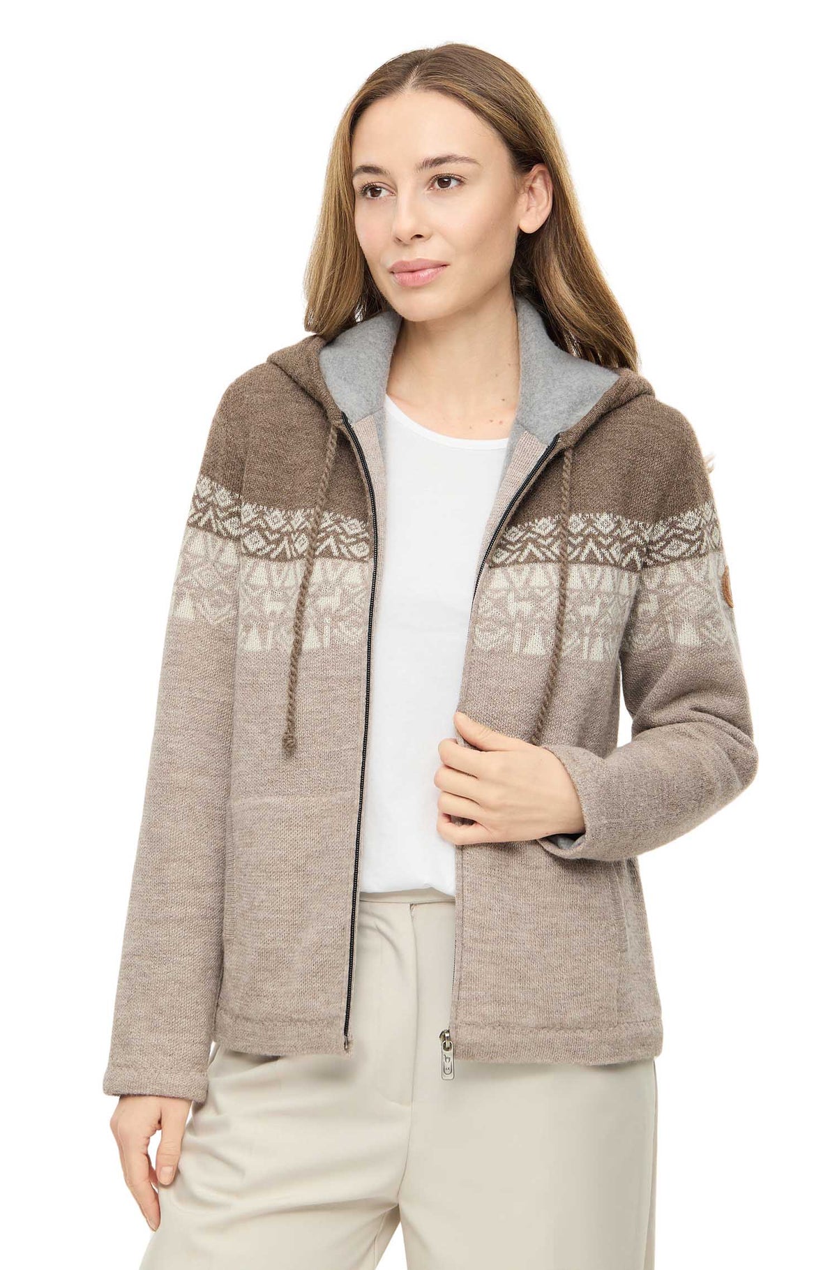 Alpaka Kapuzenjacke REYNA | gefüttert-sand
