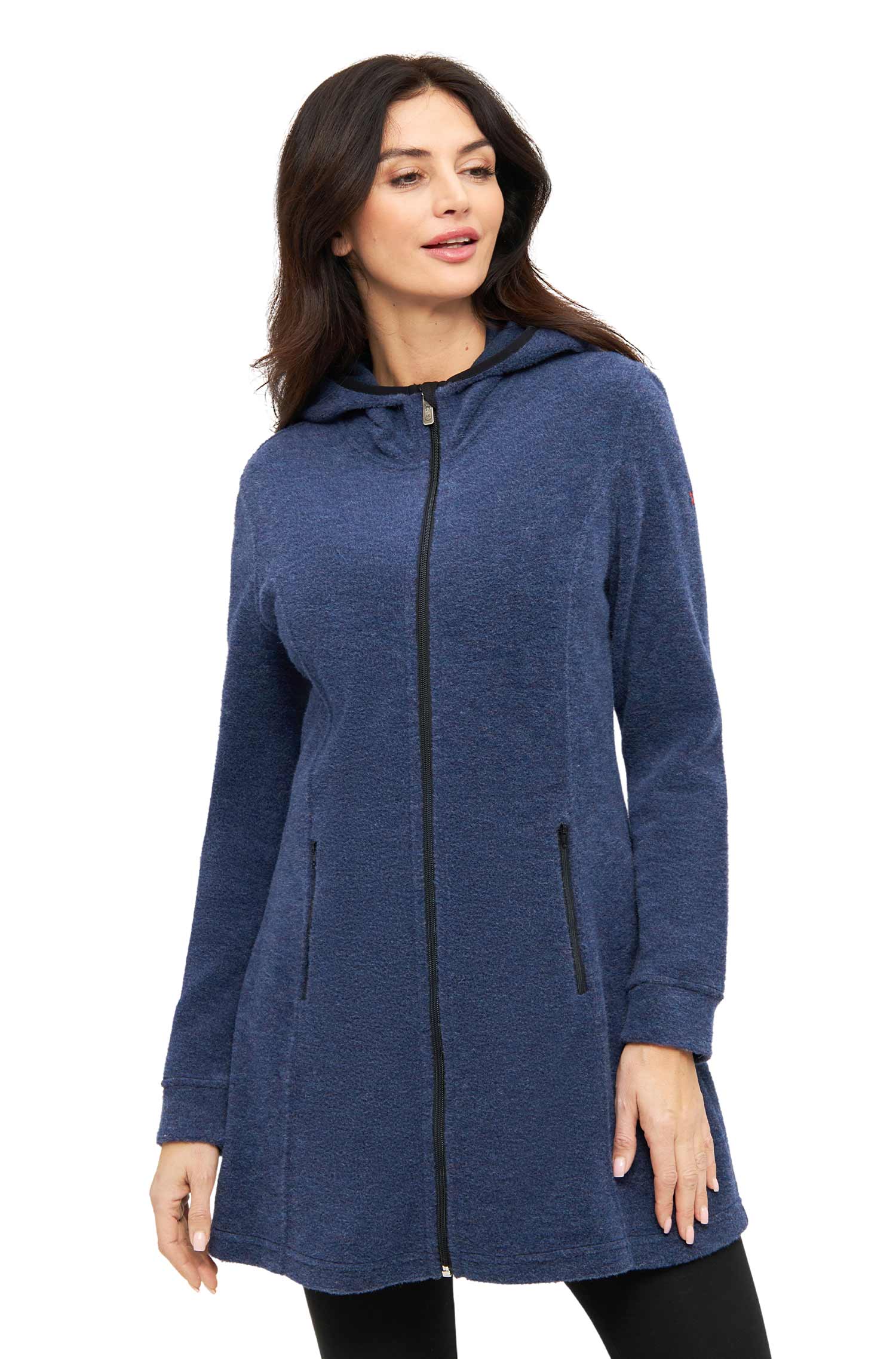 Alpaka Kapuzenmantel APU FLEECE-saphirblau