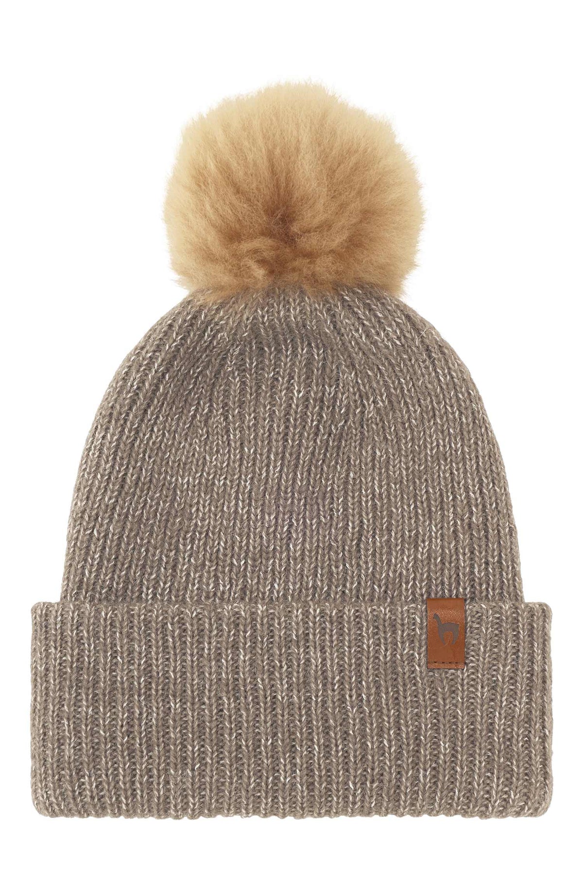 Alpaka Mütze PACA mit Bommel-taupe