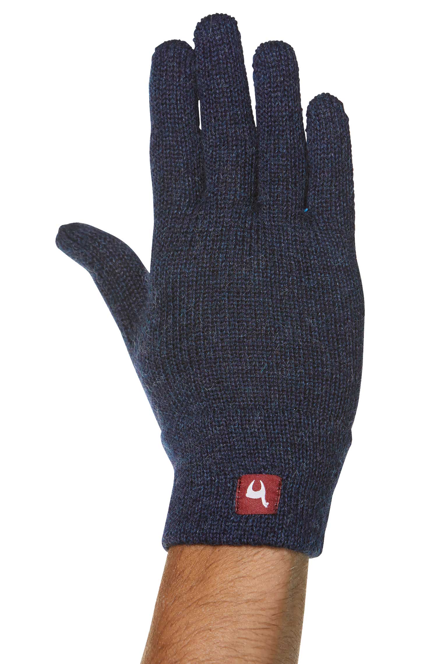 Alpaka Handschuhe UNI-blau meliert