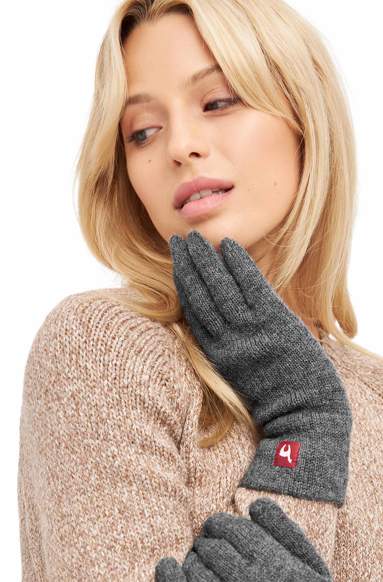 Alpaka Handschuhe UNI-grau