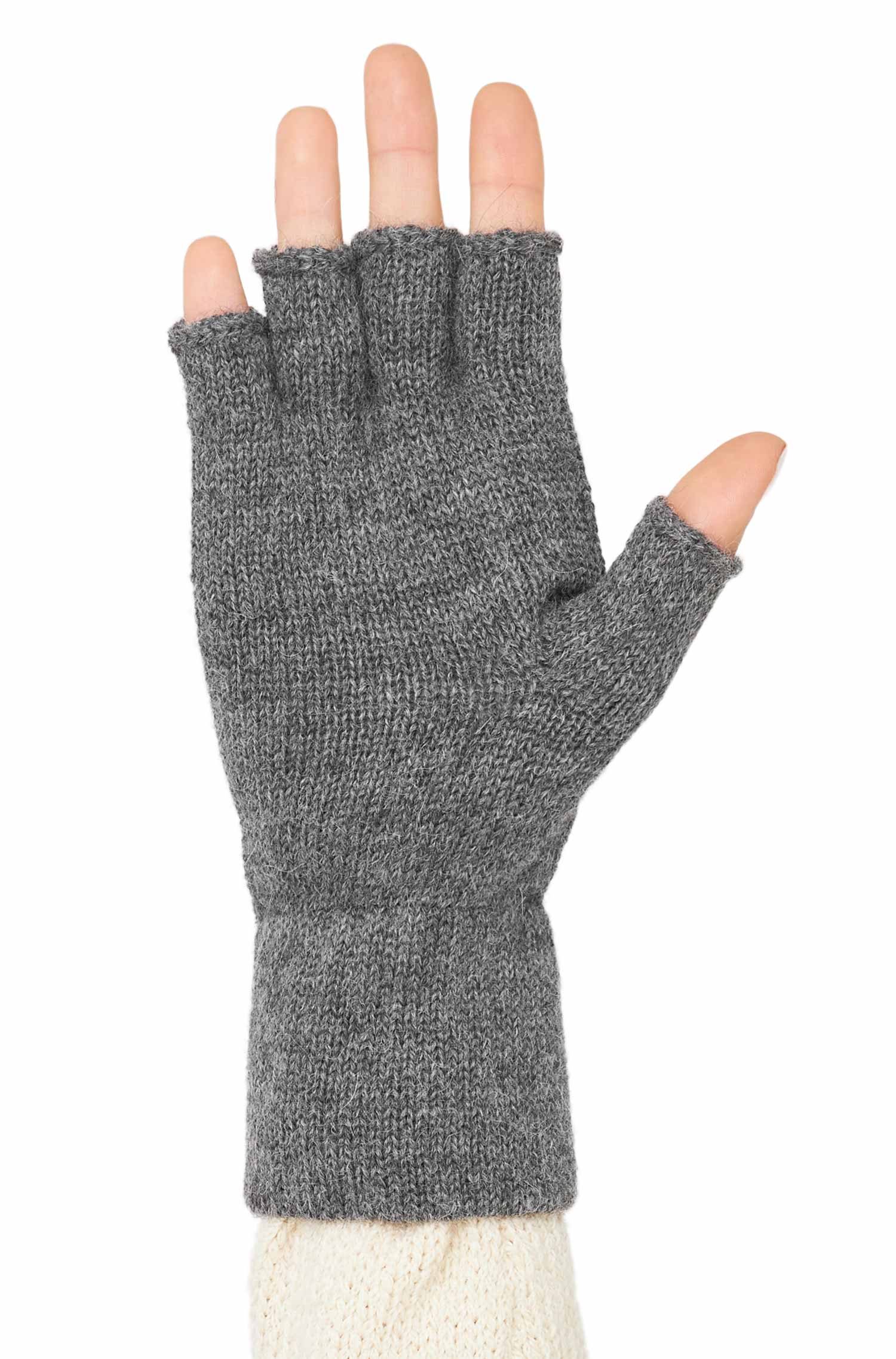 Alpaka Handschuhe UNI fingerlos-grau