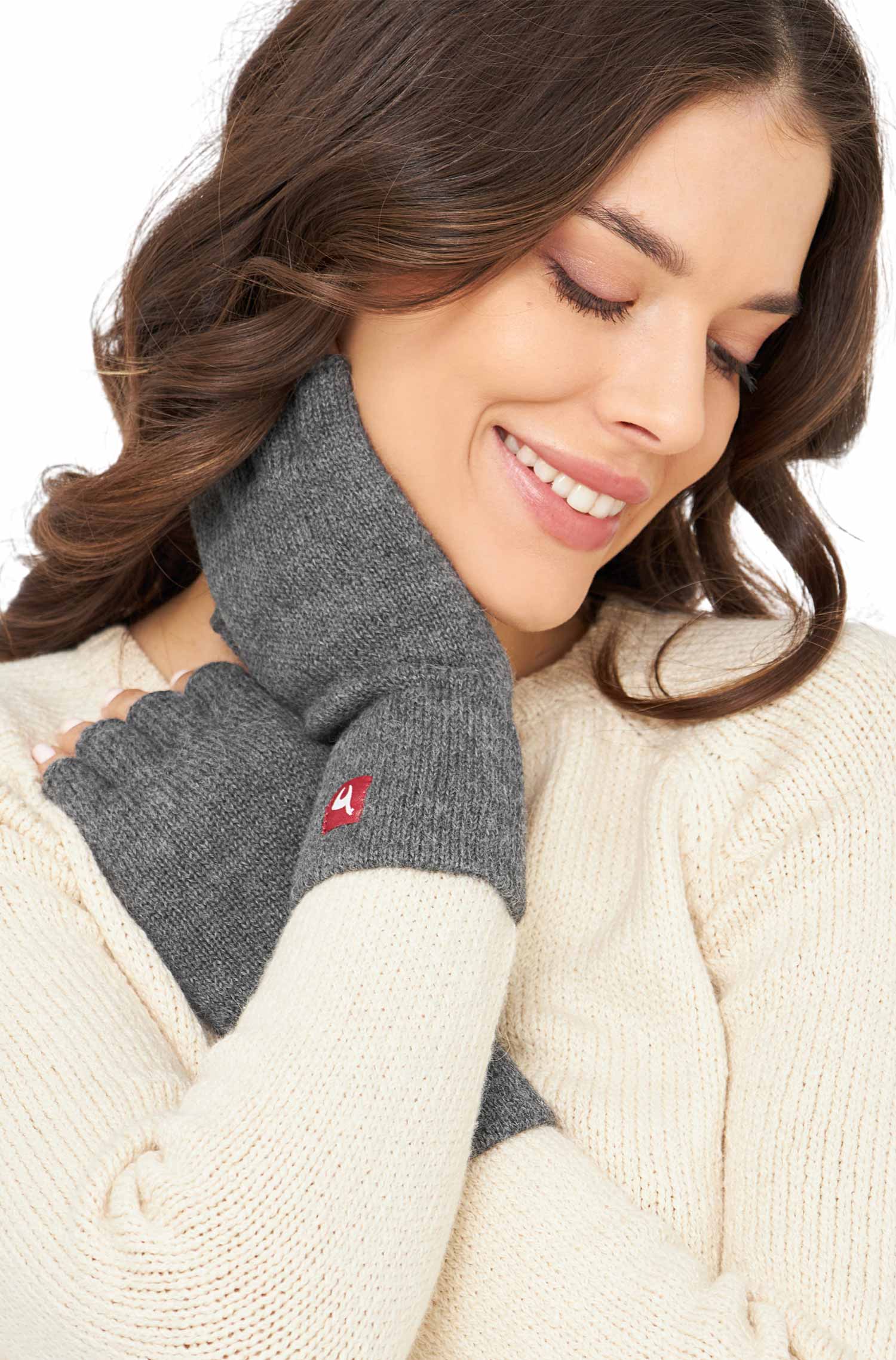 Alpaka Handschuhe UNI fingerlos-grau