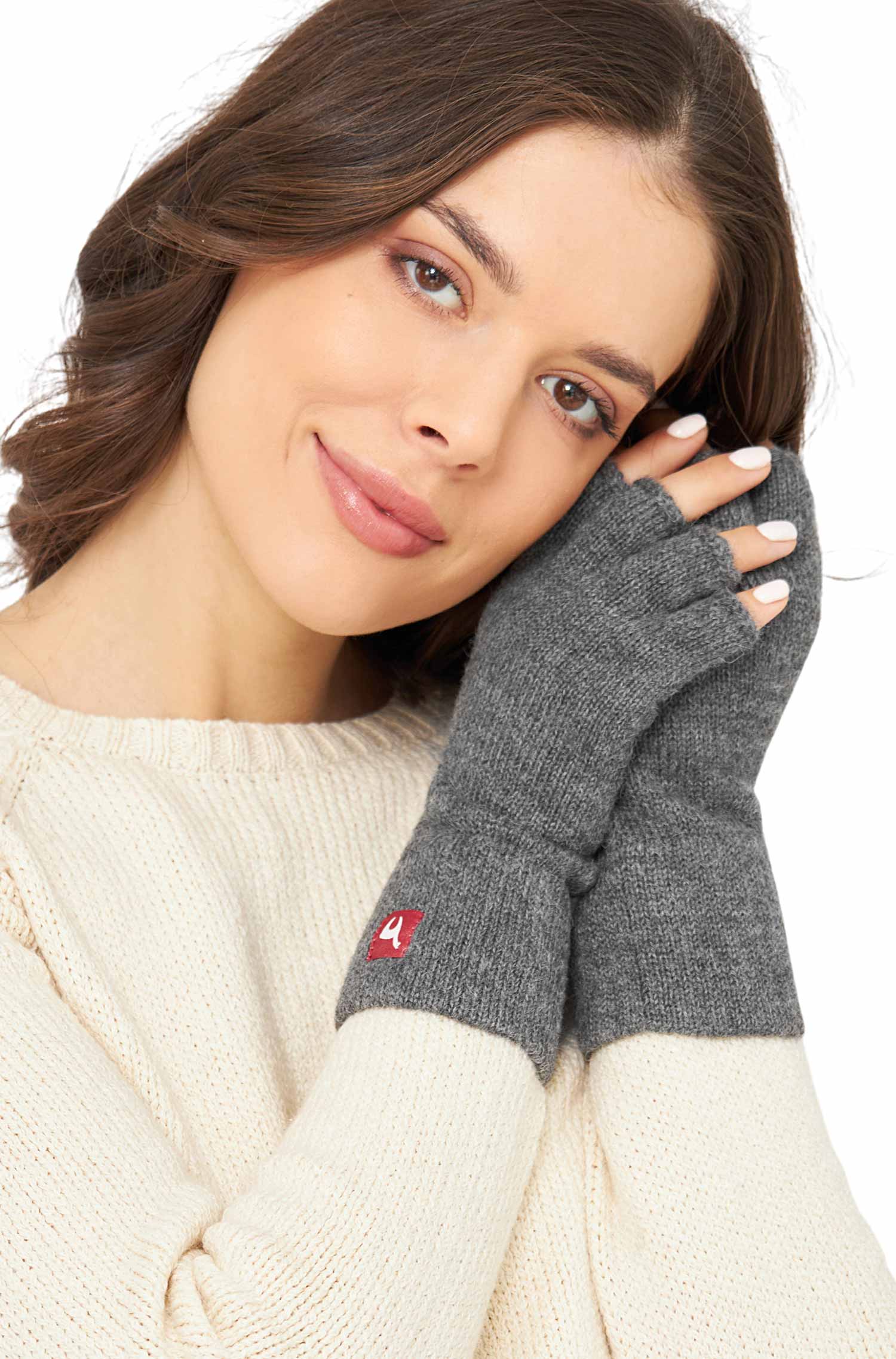 Alpaka Handschuhe UNI fingerlos-grau