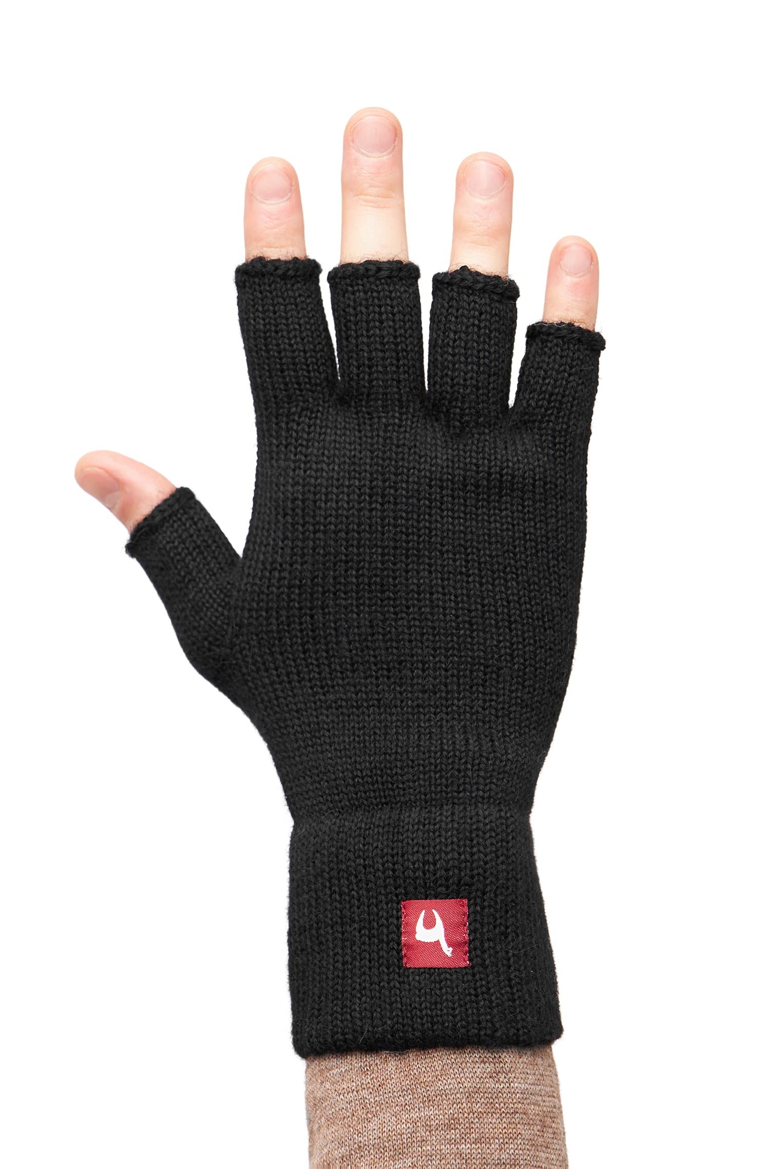 Alpaka Handschuhe UNI fingerlos-schwarz