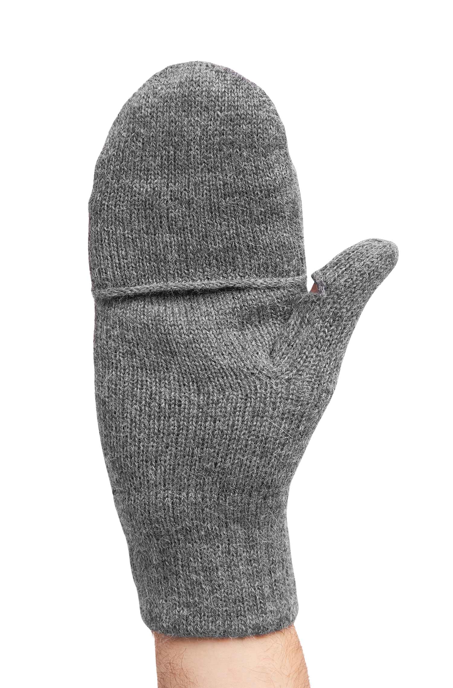 Alpaka Känguru Handschuhe UNI-grau