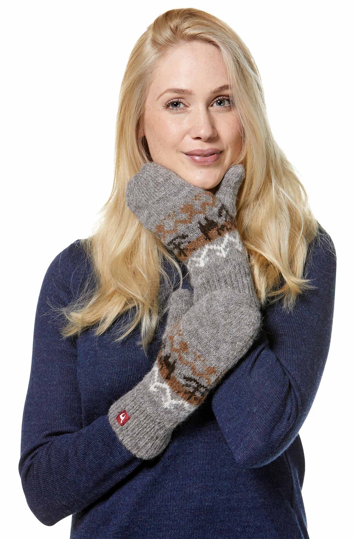 Alpaka Fäustlinge NATURA wendbar-anthrazit