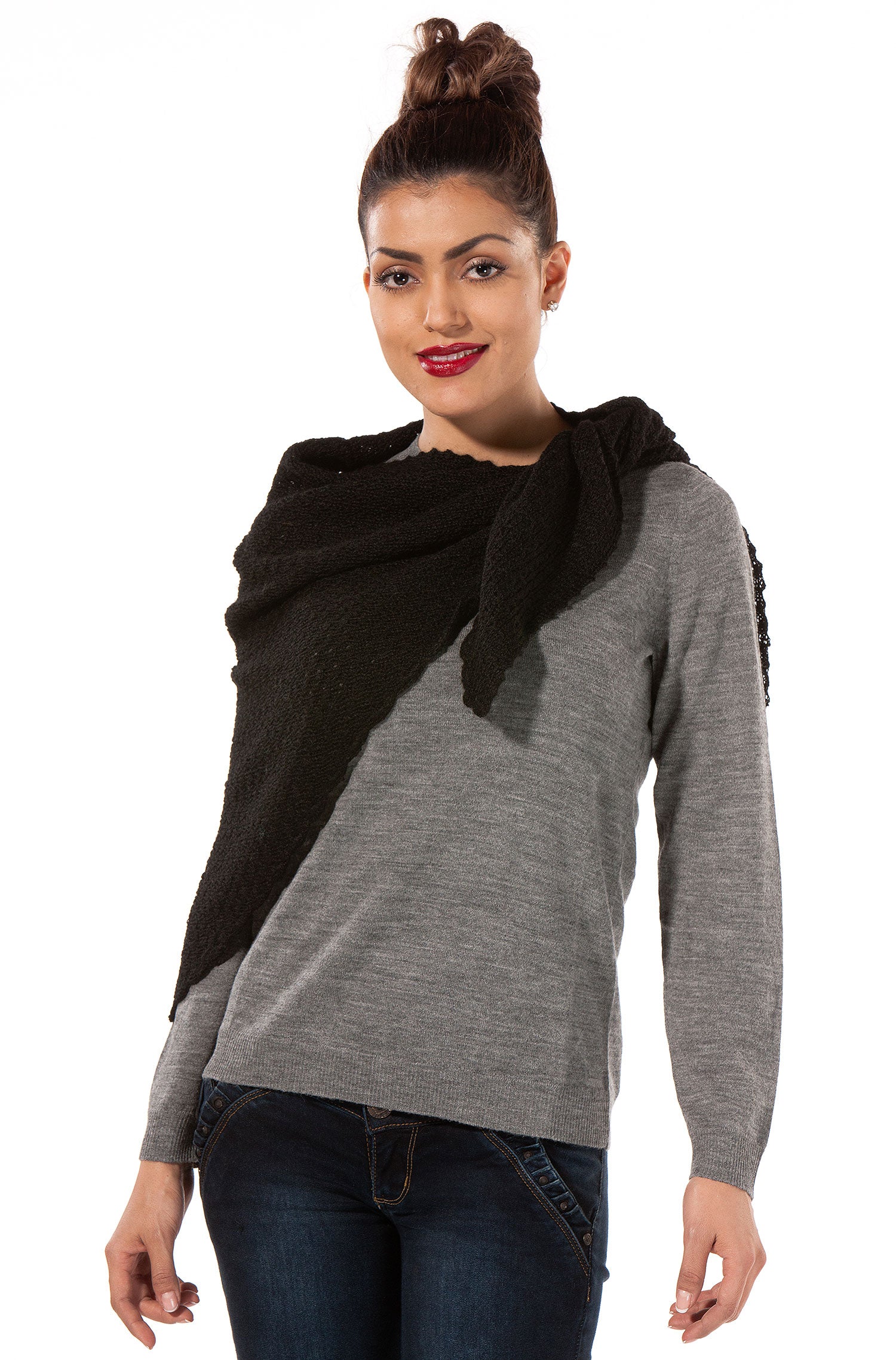 Alpaka Dreieckschal MARIPOSA-schwarz